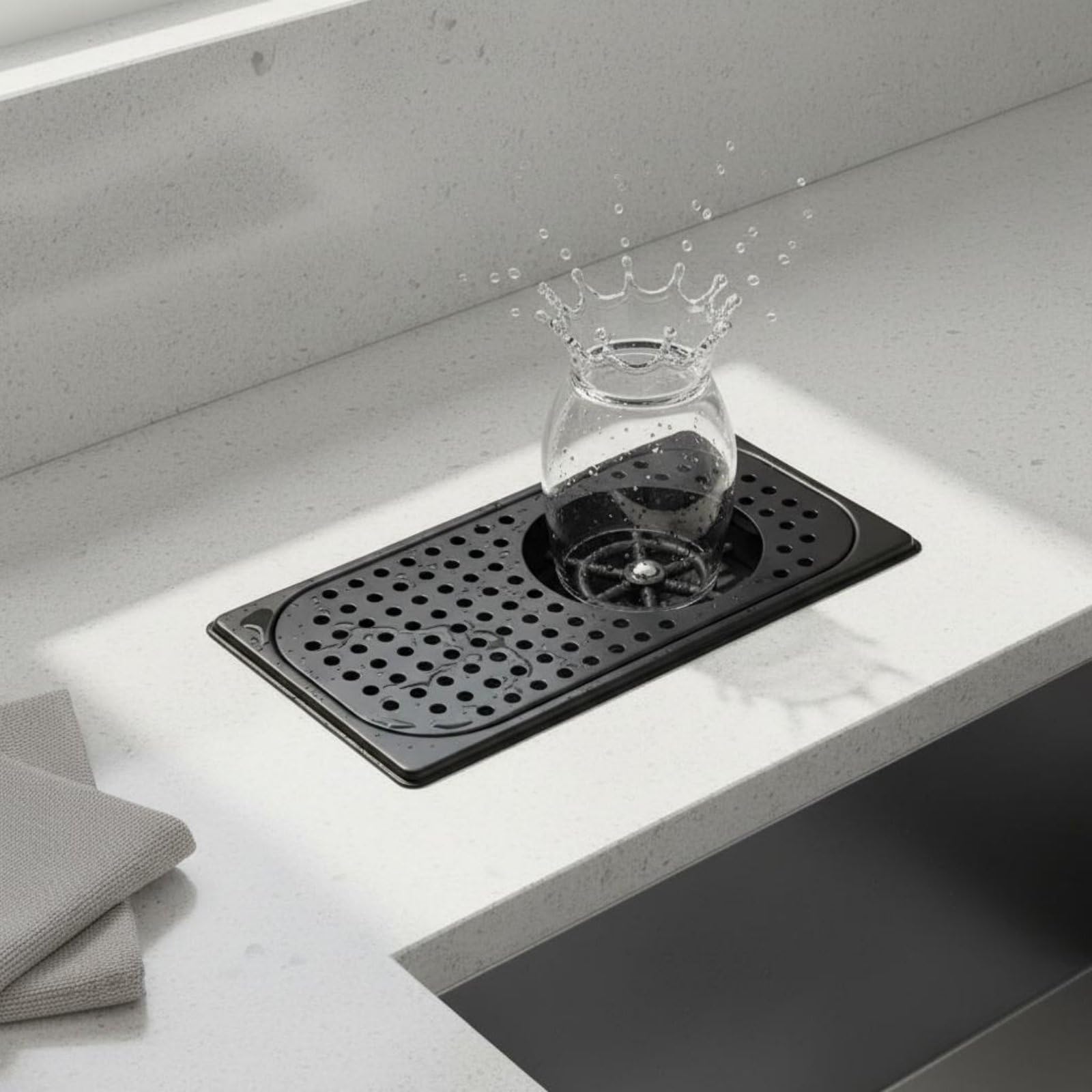 Rubinetto per Lavello Commerciale Automatico per Lavaggio Bicchieri Risciacquo Rapido Materiali in Acciaio Inox E Rame Adatto per Bar Ristoranti Caffetterie Casa, Moderno, Nero, Lungo