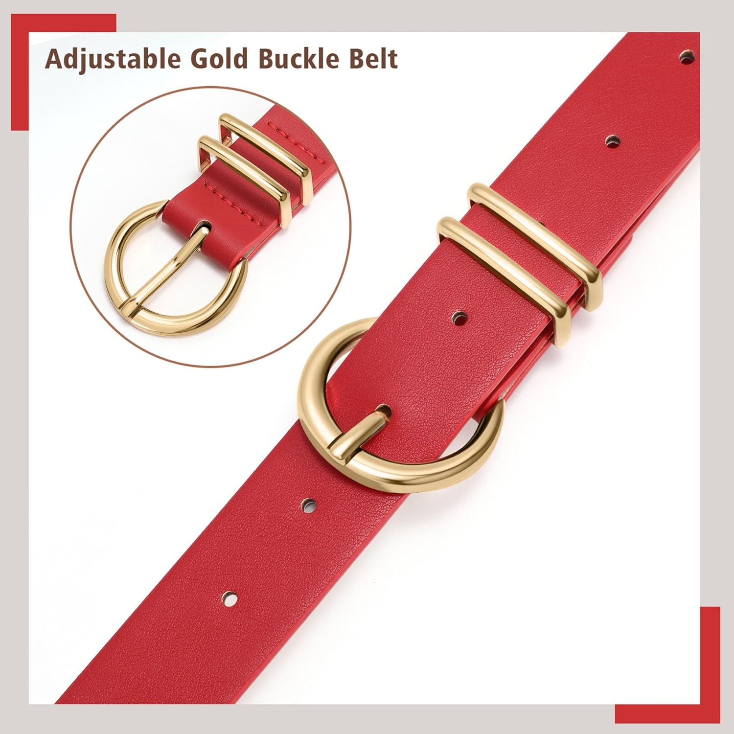 WHIPPY Women Leather Belt Fashion Design belt Gold Buckle Ladies Belt for Jeans Pants Dresses - Image 4