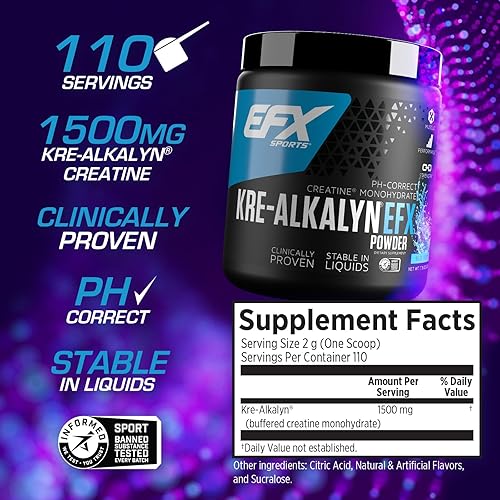 Miniatura 2 de Nuevo EFX Kre-Alkalyn  Monohidrato de creatina correcto de pH  Fórmula patentada gana fuerza desarrolla músculo y mejora el rendimiento  Blue Frost