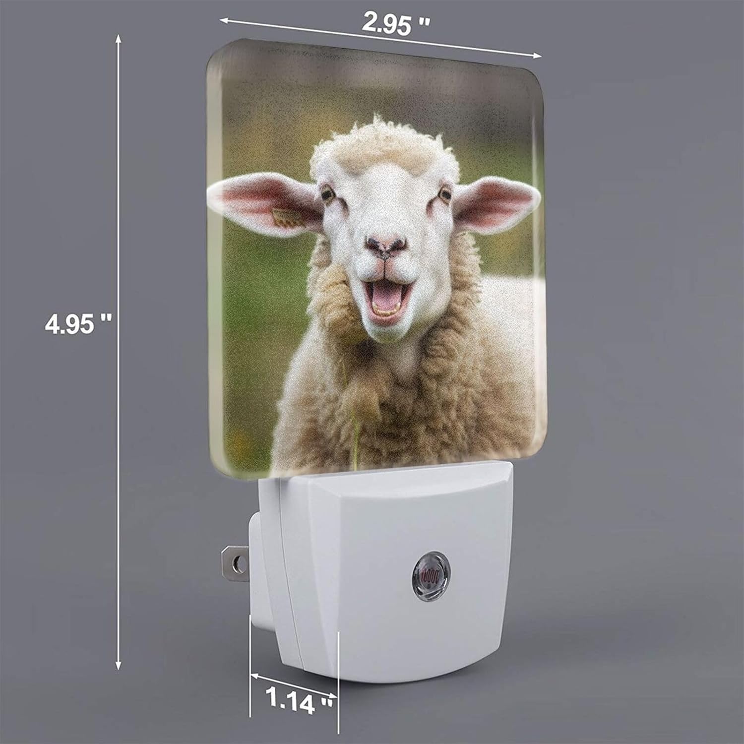 Funny Naughty Sheep Tongue Cute Animal Night Lightwith Dusk-to-Dawn Smart Sensor Lamp, Plug-in Wall Led Night Lamp for Boys Girls Bedroom Living Room Hallway Kitchen 0.5w image 2
