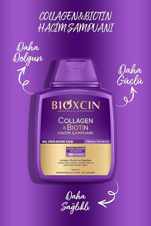 Bioxcin Collagen & Biotin Shampoo 300Ml Keratin Argan Hair Care Oil
