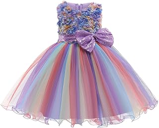 Vestido de princesa tule laço vestido de aniversário festa de casamento Paillette vestido infantil concurso meninas vestido (roxo, 3-4 anos)