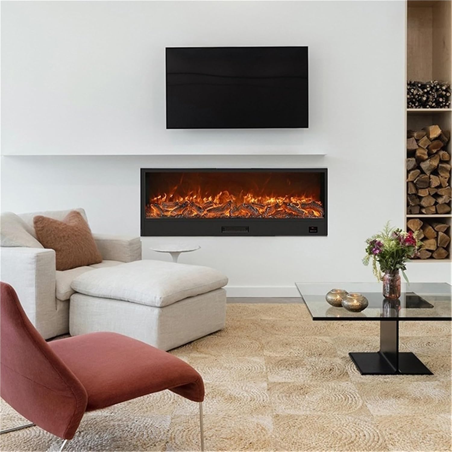 Decorative Fireplace Fireplace Insert with Simulated Flame Design, Suitable for Living Room TV Cabinets and Home(Large)