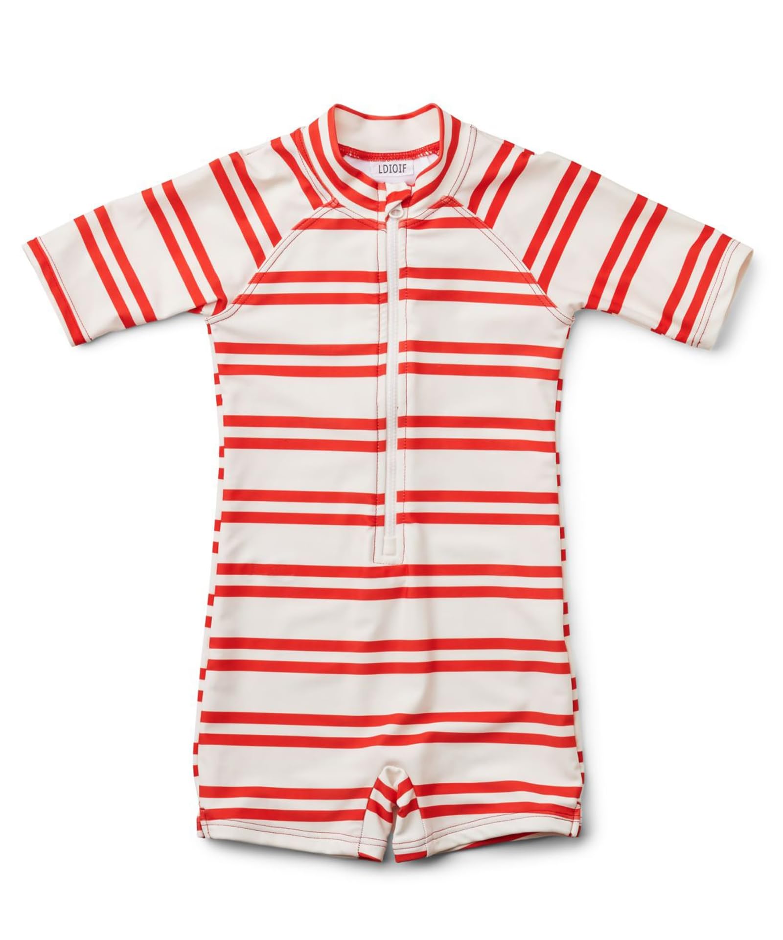 Toddler Boys One Piece Bathing Suit Zipper Short Sleeve Rash Guard Swimwear Quick Dry Green Stripe Swimsuit