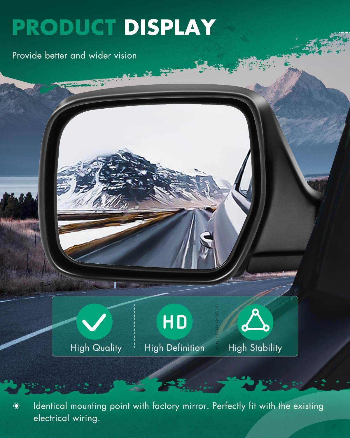 SCITOO Side View Mirrors Fit For 2007-2013 For Chevy Silverado 1500 2500 HD 3500 HD For GMC Sierra 1500 2500 HD 3500 HD Manual Left and Right Folding adjustment Mirror TO1320146, TO1321146