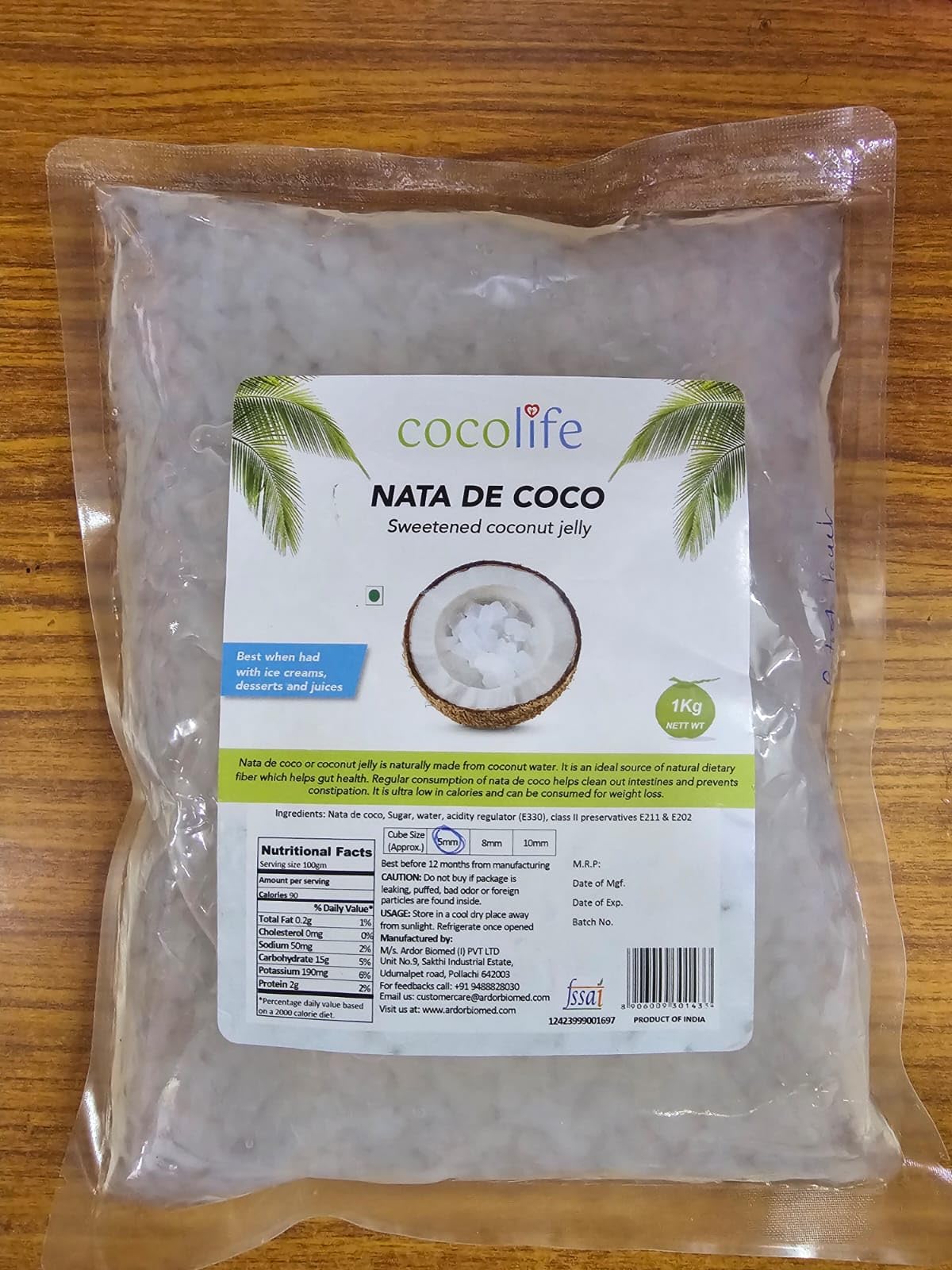 Cocolife Nata De Coco 5mm Coconut Jelly - 500 grams || Delicious & Refreshing Coconut Jelly for Desserts & Beverages || Perfect for Bubble Tea and Fruit Salad - Image 2 thumbnail