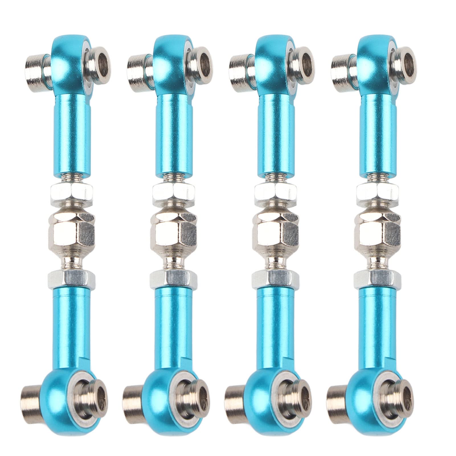 equlup 4Pcs RC Steering Linkage Rod, M3 Arm Steering Rod 48mm/1.9in Aluminum Alloy RC Car Servo Link Pull Rod for 94122 1/10 Car (Blue)