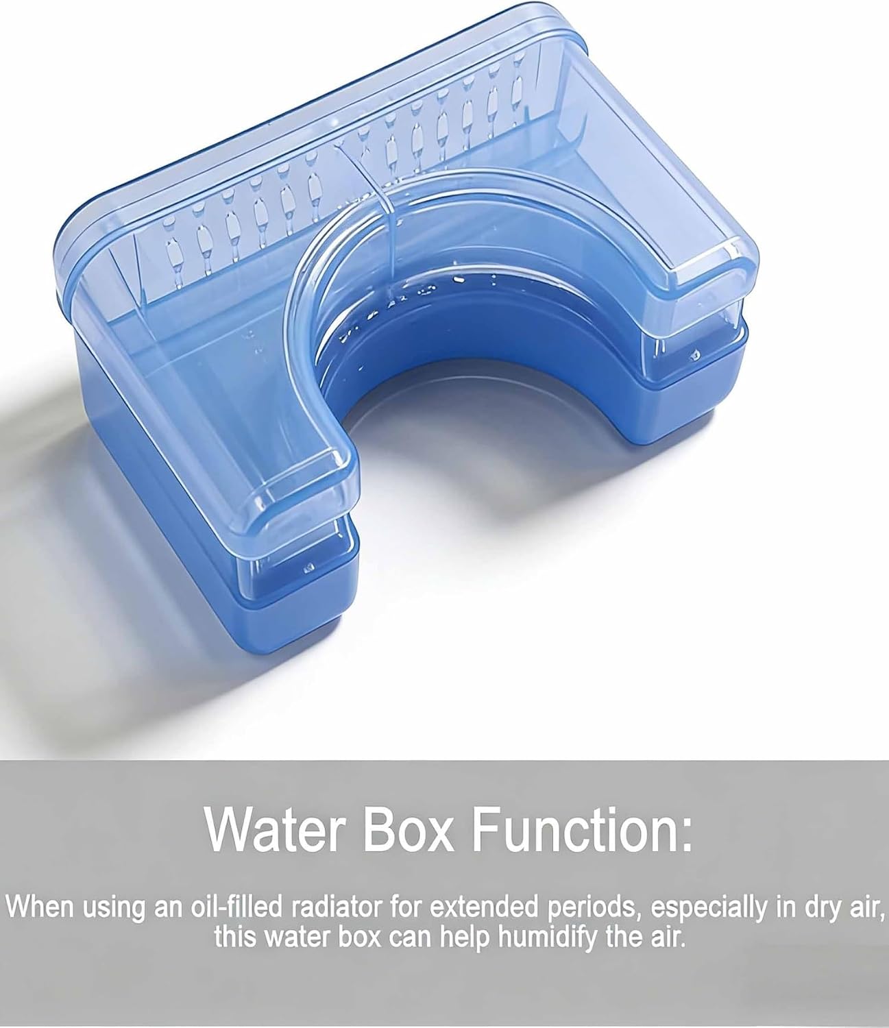 Humidifier for Healthy Air, Heat Resistant Plastic Box with Large Water Storage for Natural Evaporation, Ideal for Oil Filled Heaters