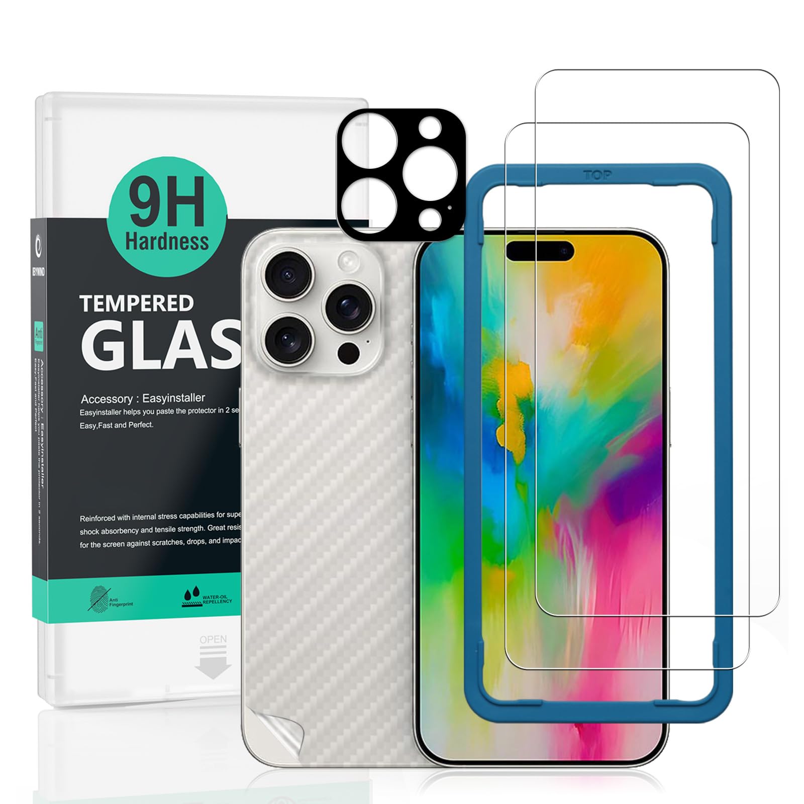 Aiziki [2 Pezzi Vetro Temperato per iPhone 16 Pro Max 6.9, HD Chiaro, Anti Graffio, Anti-Impronte, Durezza 9H Pellicola Protettiva a Copertura Totale con iPhone 16 Pro Max 6.9