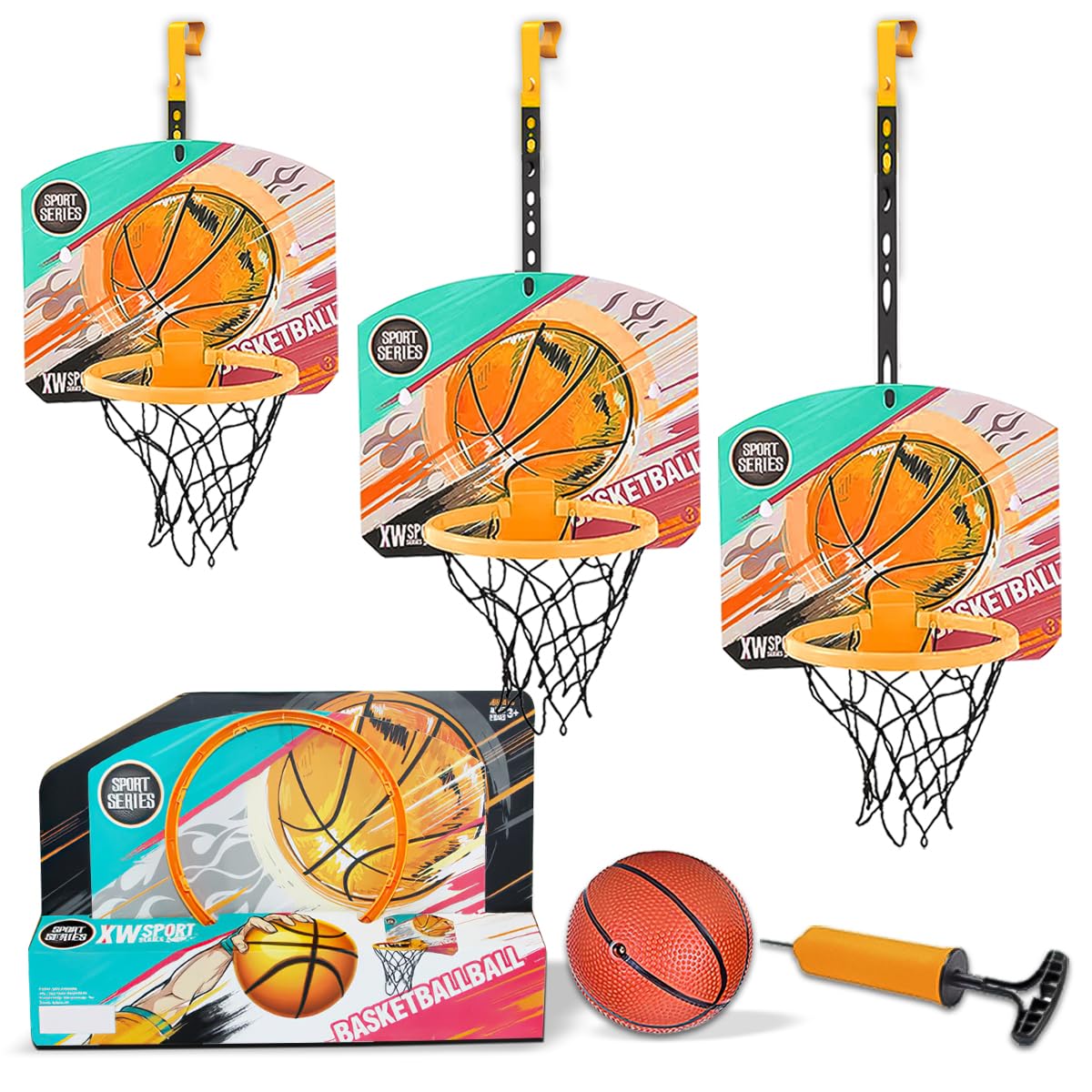 Toyana Adjustable Kids Basketball Hoop Set for Indoor Door & Wall Play with Mini Ball, Pump, Suction Cups, Door Hook and Height Adjustable Bars