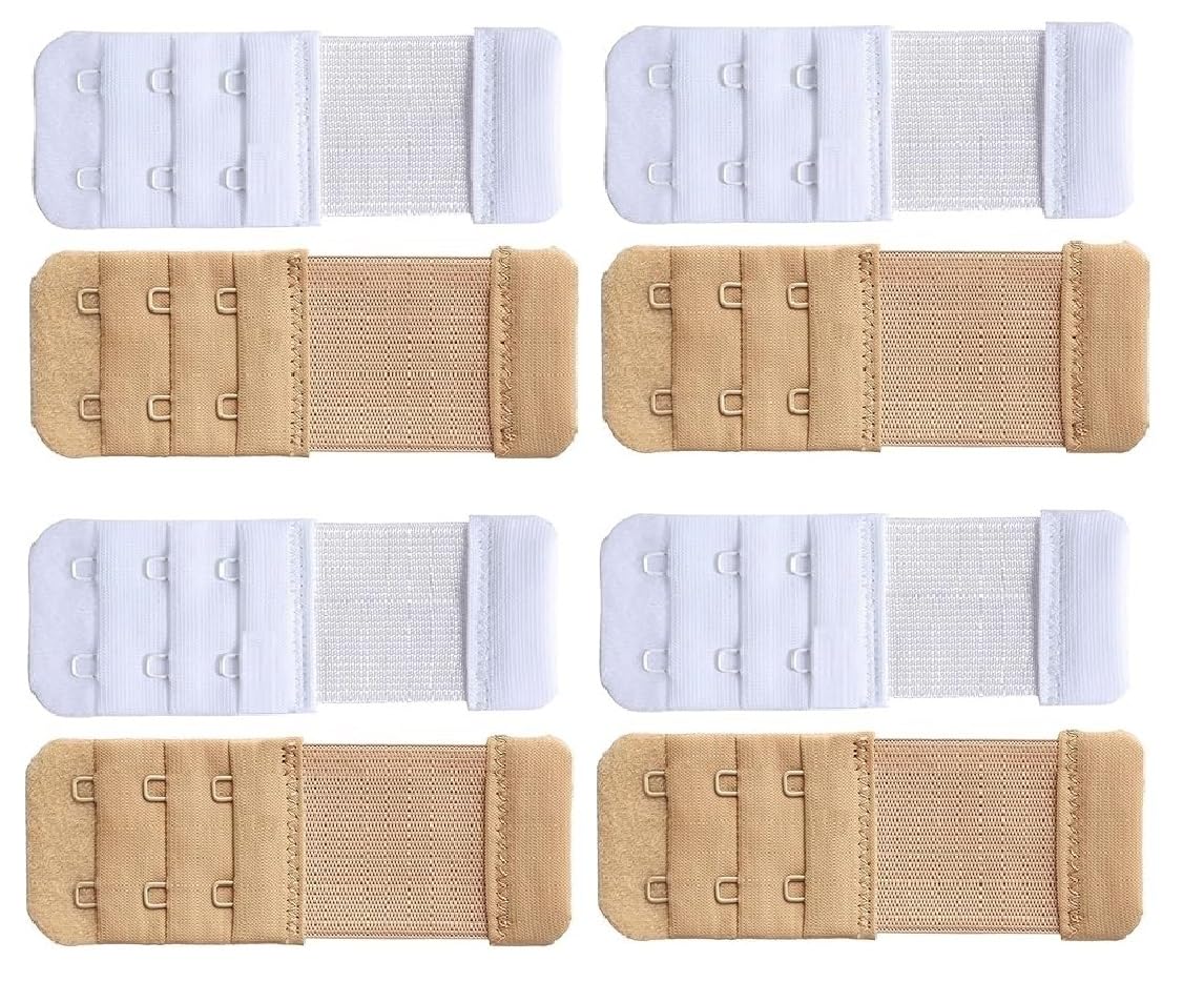 Women's & Girls Bra Hook Extender for Women –Save Your Bra Increase Band Length-Bra Extensions-Bra Extender Hook Bra for Ladises (8 Pieces White & Skin Color Combo)-image-37