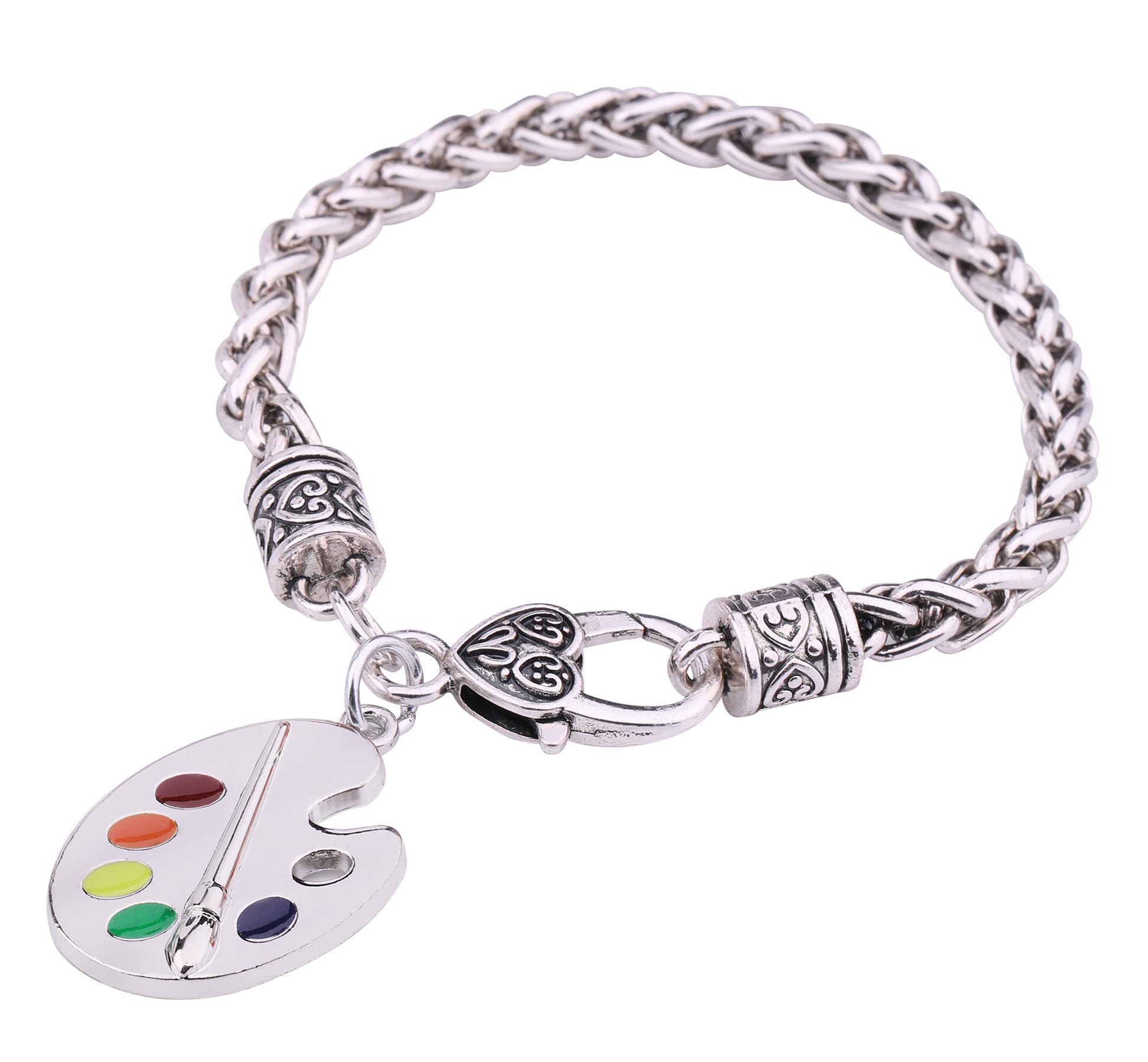 My Shape Trendy Enamel Artist Paint Palette and Brush Wheat Chain Bracelet Gifts Jewelry for Women