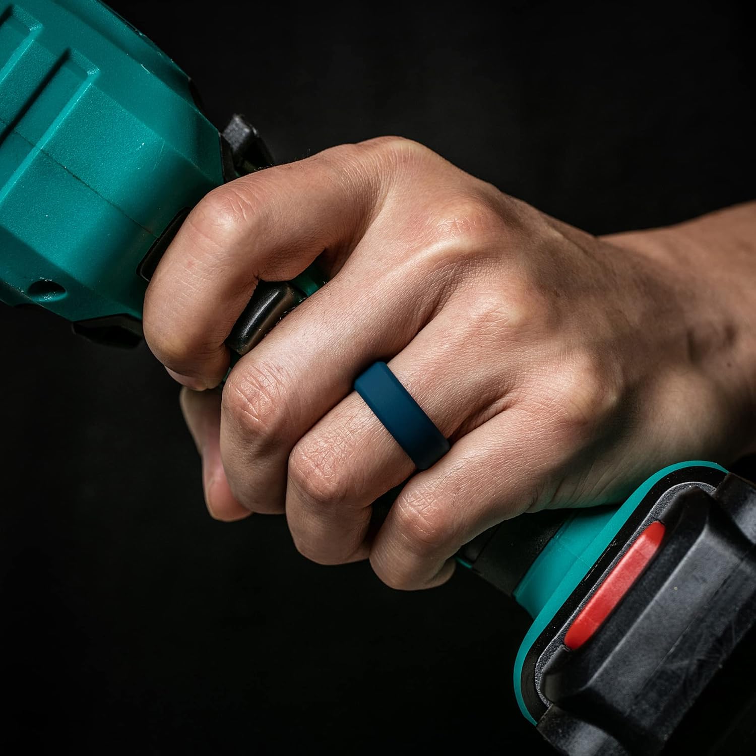 ThunderFit Men Silicone Wedding Rings, Breathable Pattern Engagement Bands 8mm Wide 2.2mm Thick - 1/4/7 Variety Multipack - Image 8