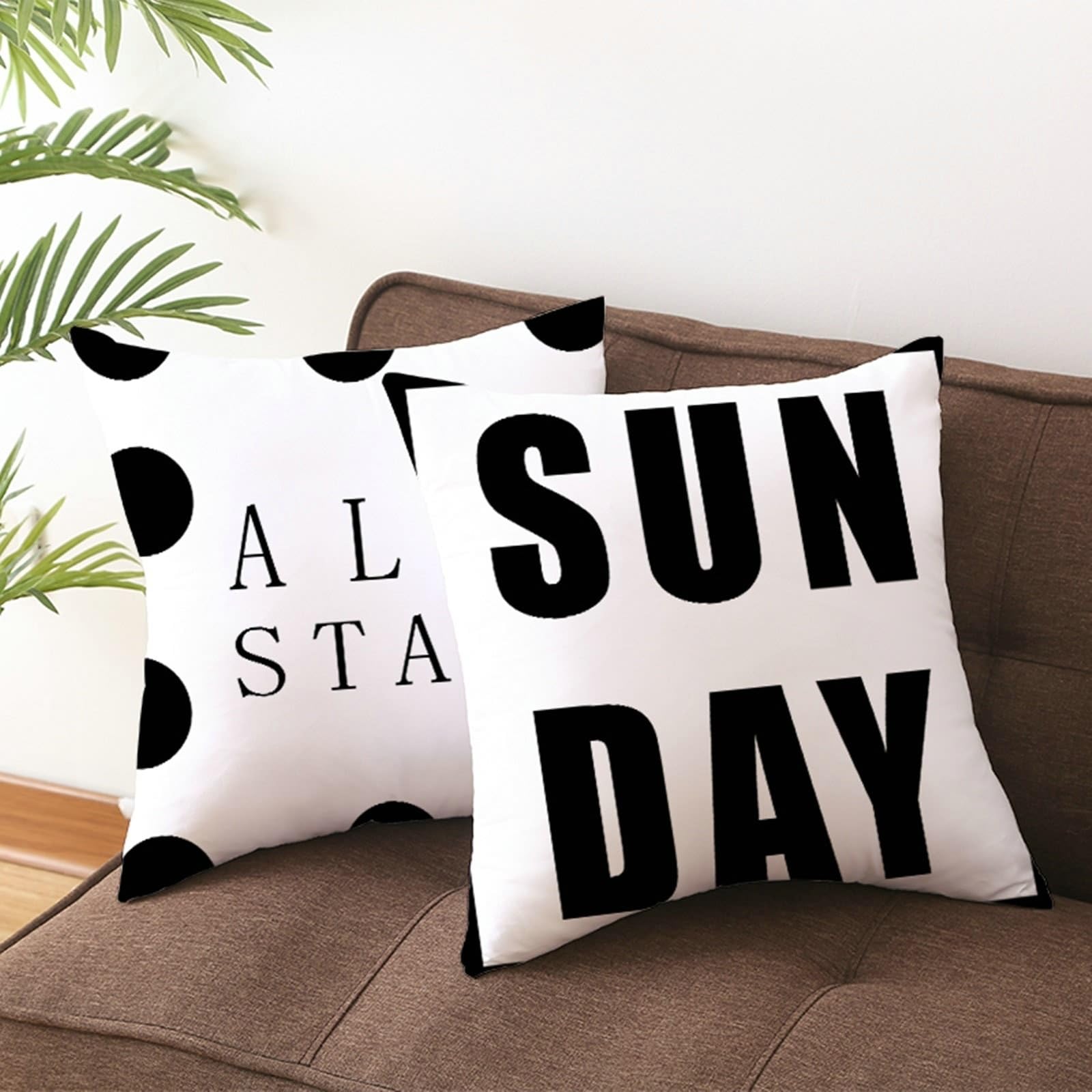 Sunday All Star "Good Night Punkt" dekoracyjne poszewki na poduszki, dekoracyjne, miękkie, poszewki na poduszki do salonu, czarno-białe, 50 x 50 cm, zestaw 4 sztuk