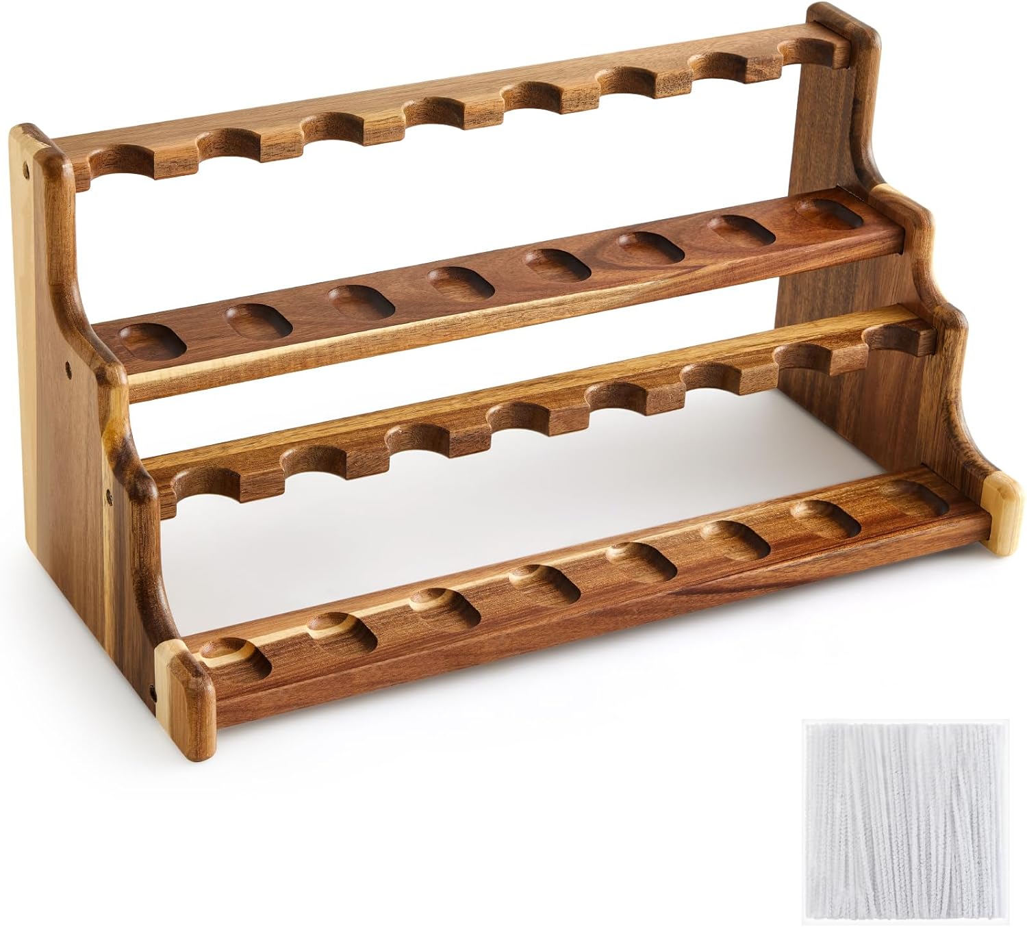 Amazon.com: Yalikop Acacia Pipe Stand Holder for 16 Smoking Pipes ...
