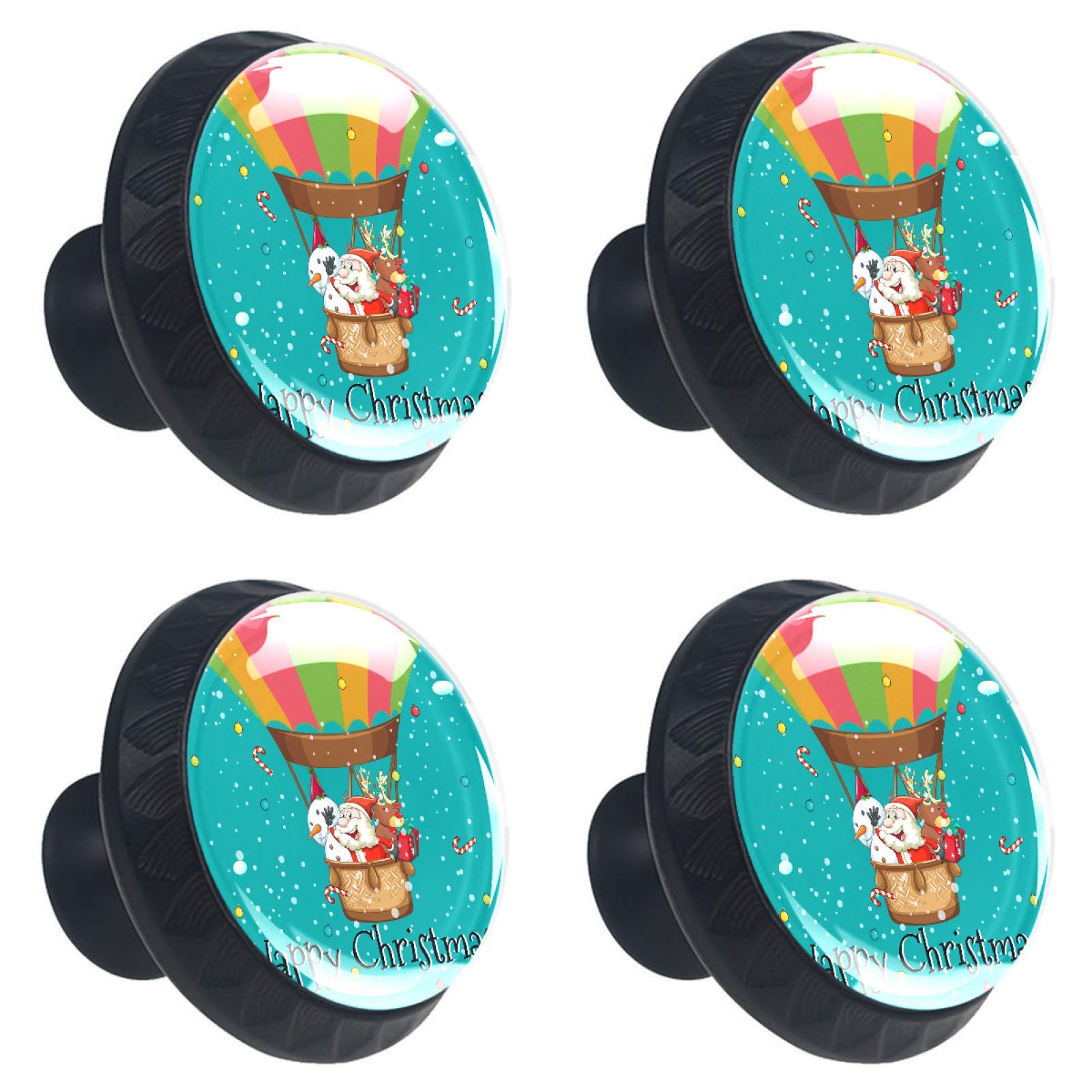 Lot de 4 boutons de tiroir élan et Père Noël pour décorer les meubles