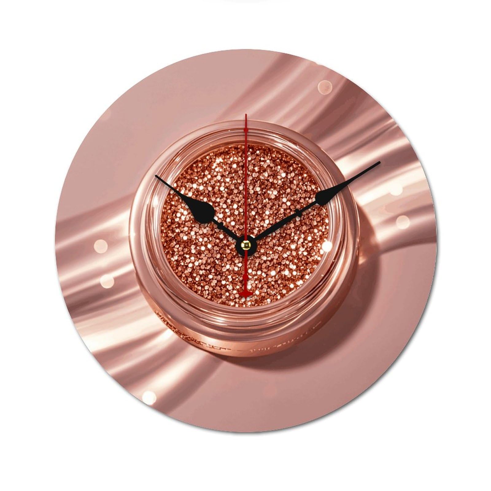 Horloge murale moderne en bois de 60 cm élégante sans cadre or rose