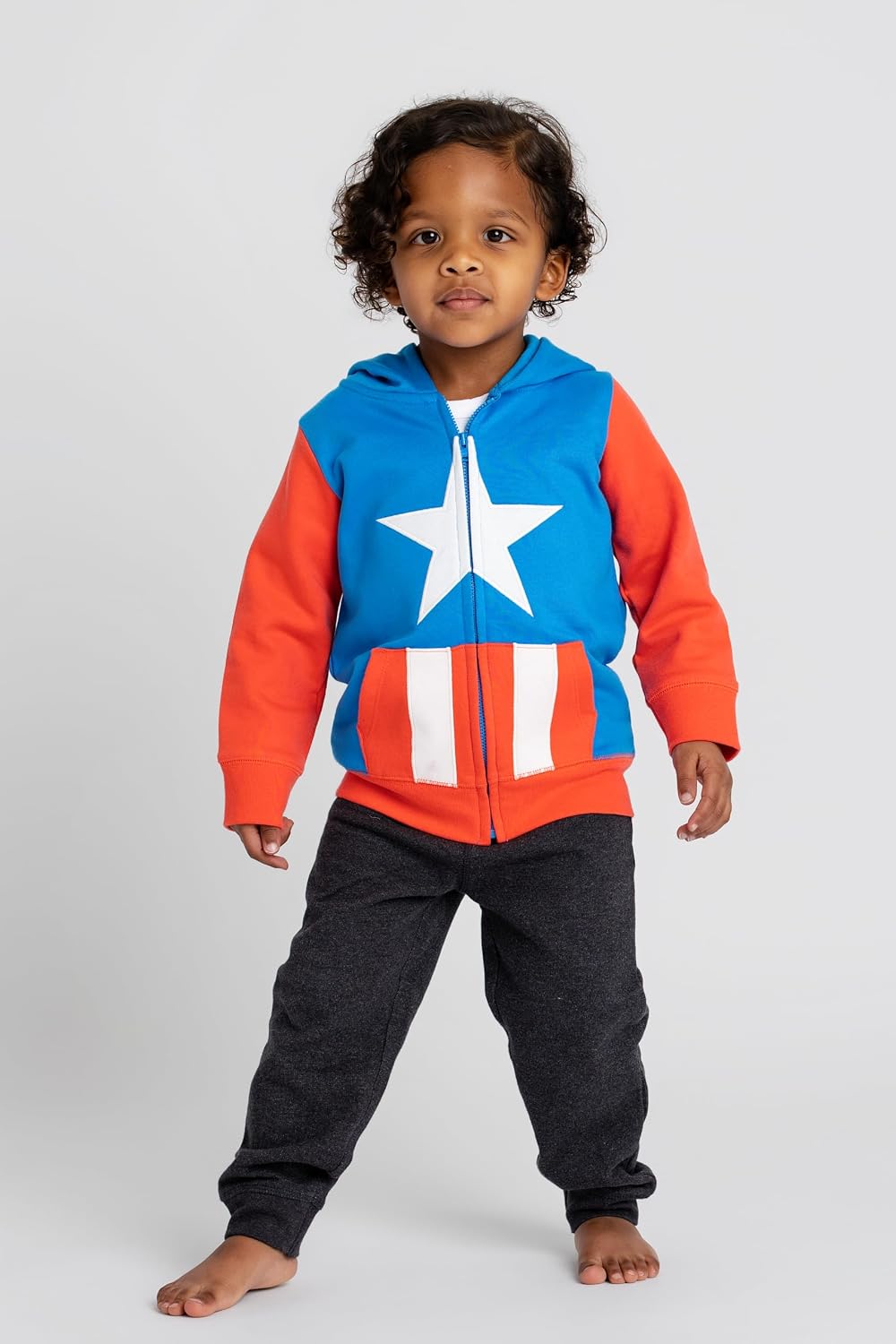 monica + andy Toddler Organic Character Hoodie, Marvel's Avengers Captain America, 4T