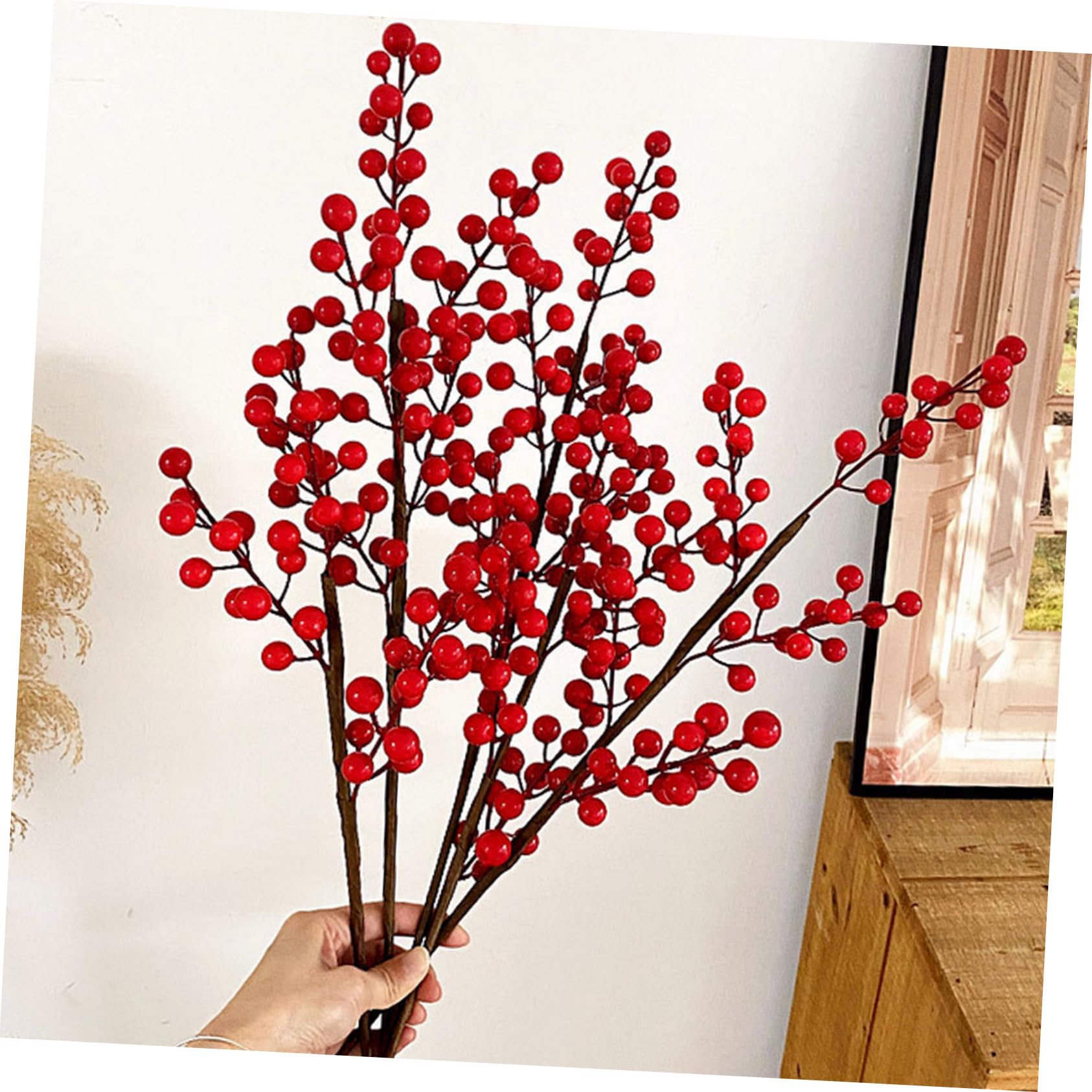 TOPBATHY 12 Pz Ramo Di Bacche Rosse Gambo Di Bacche Artificiali Di Fiori Di Natale Bacca Artificiale Raccoglitori Di Bacche Artificiali Bacche Di Piante Di Simulazione Rosso Schiuma