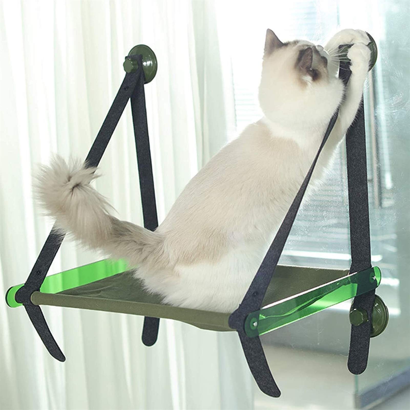 Amaca da Finestra per Gatti, Amaca da Finestra per Gatti con 4 Forti Ventose in Grado di Tenere più di 17Kg, per Gatti - Facile Installazione (Color : Green)