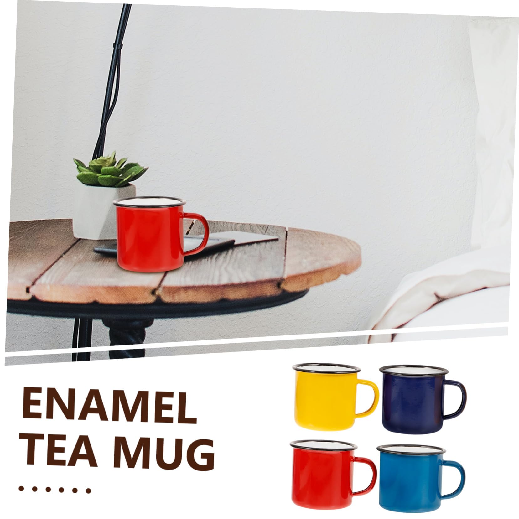 Yardwe 4stücke Emaillebecher mit Retro Campingbechern Emaille Wasserbecher Kaffeebecher für Zuhause und Büro