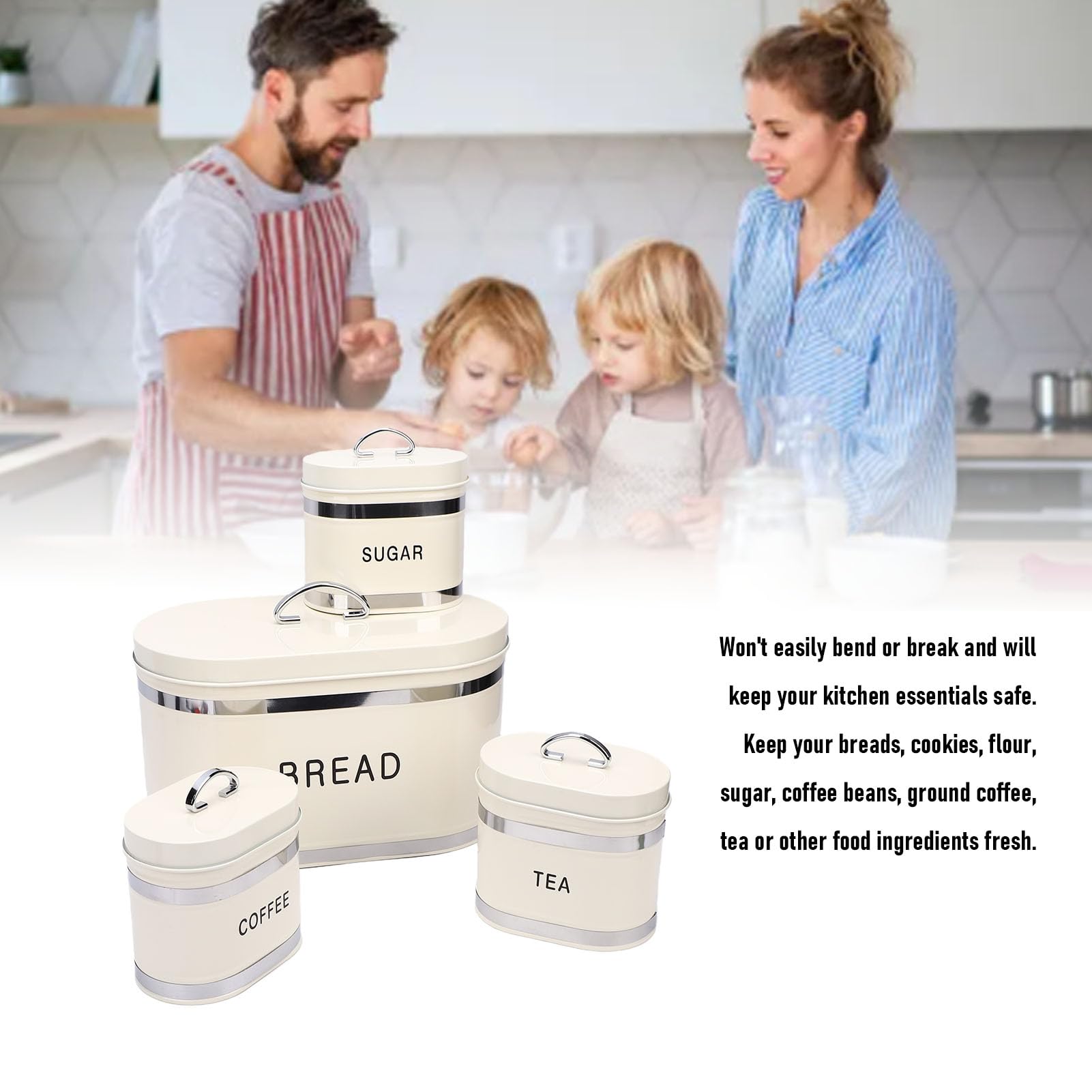 Tangxi Set di Contenitori Robusti per la Scatola del Pane, Coperchi Ermetici in Materiale Premium, Soluzione di Conservazione Efficiente per Cuochi e Panettieri (WHITE)