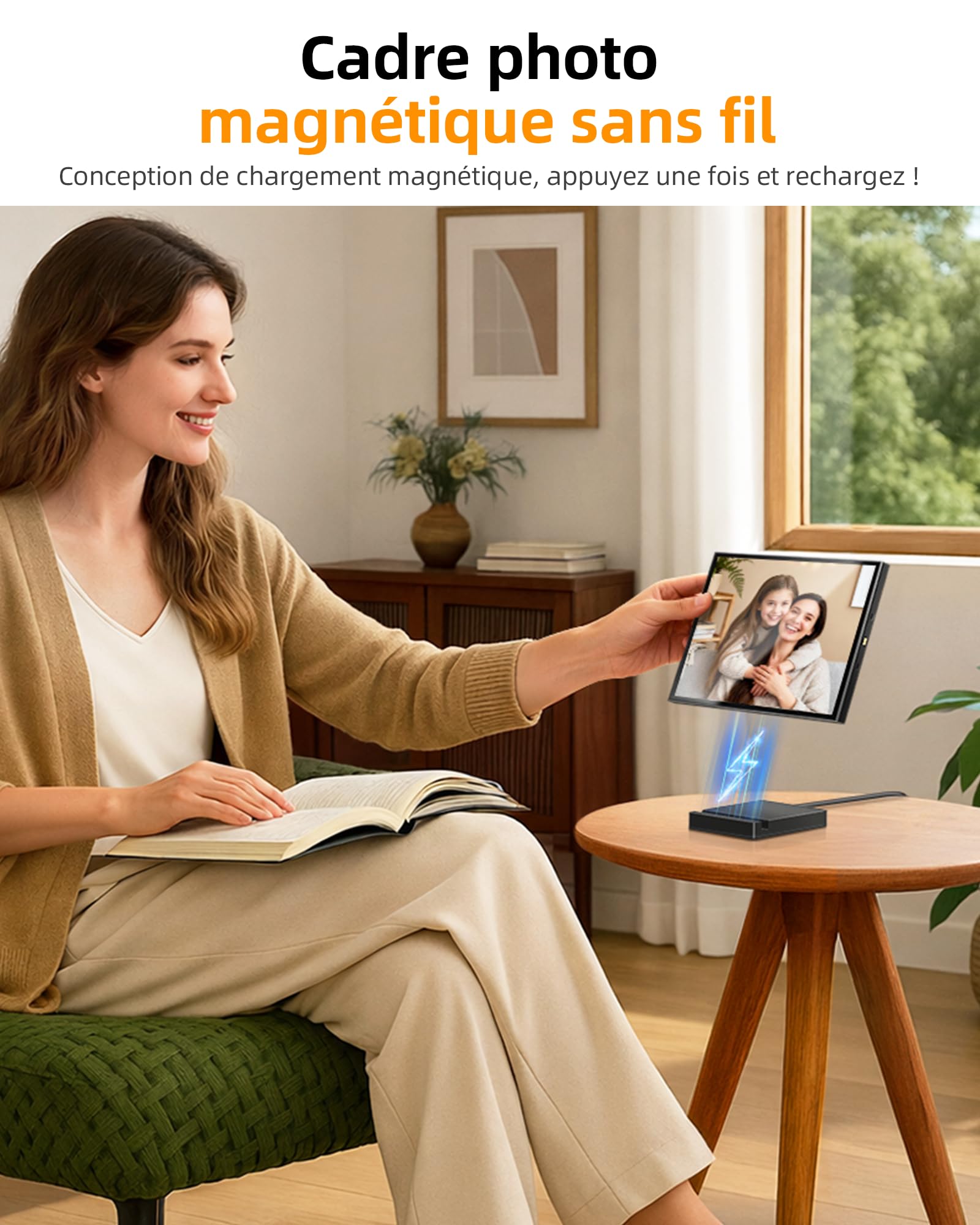 Cadre Photo Numérique 10,1" Wi-FI avec Mémoire de 64 Go, Cadre Photo électronique avec écran Tactile IPS 1280 x 800, Photos/vidéos Via l'application Frameo