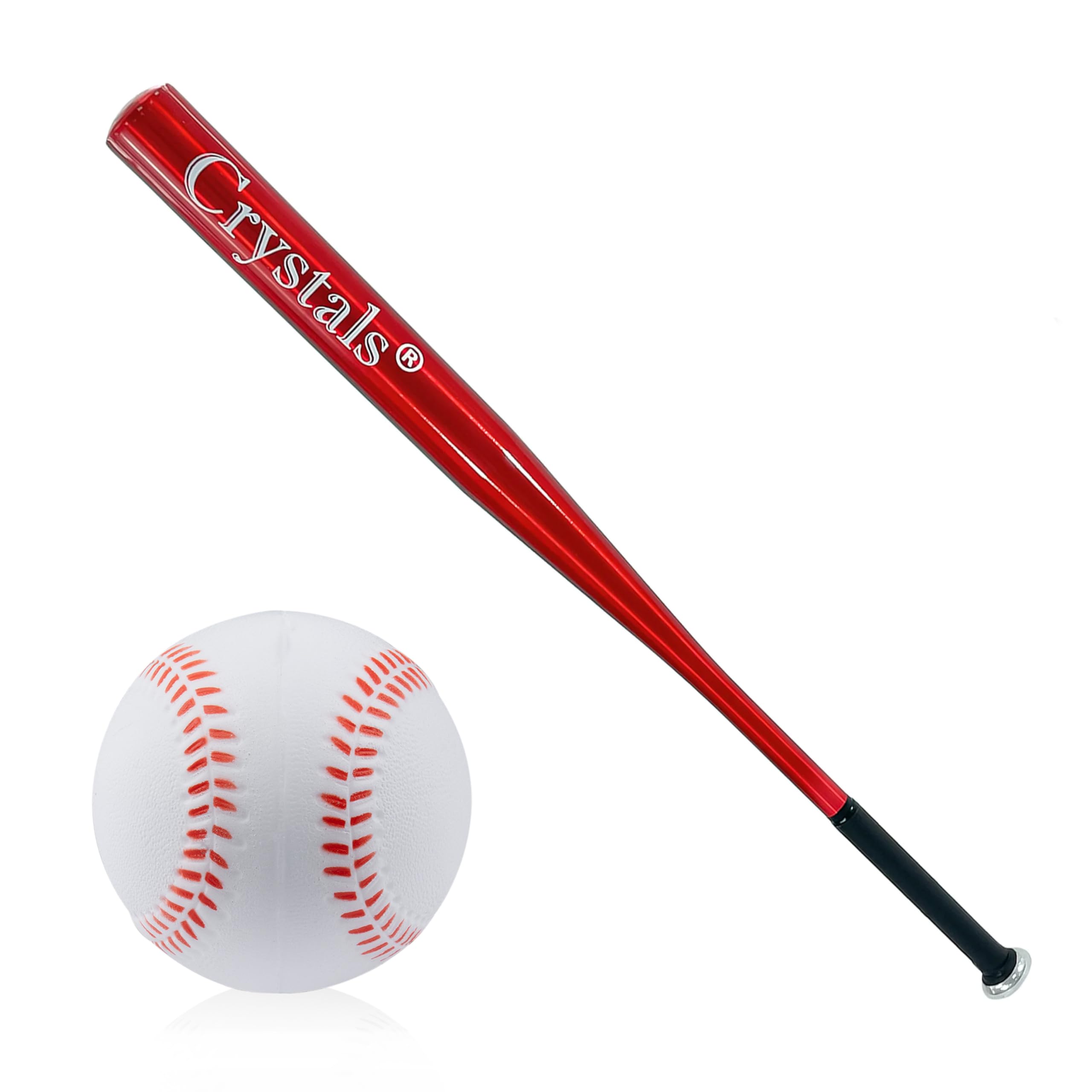 Crystals 32-Inch Aluminium Baseball Bat – Heavy Duty Metal Bat for Adults & Teens – Self Defense Stick, Outdoor Sports Equipment (Red)