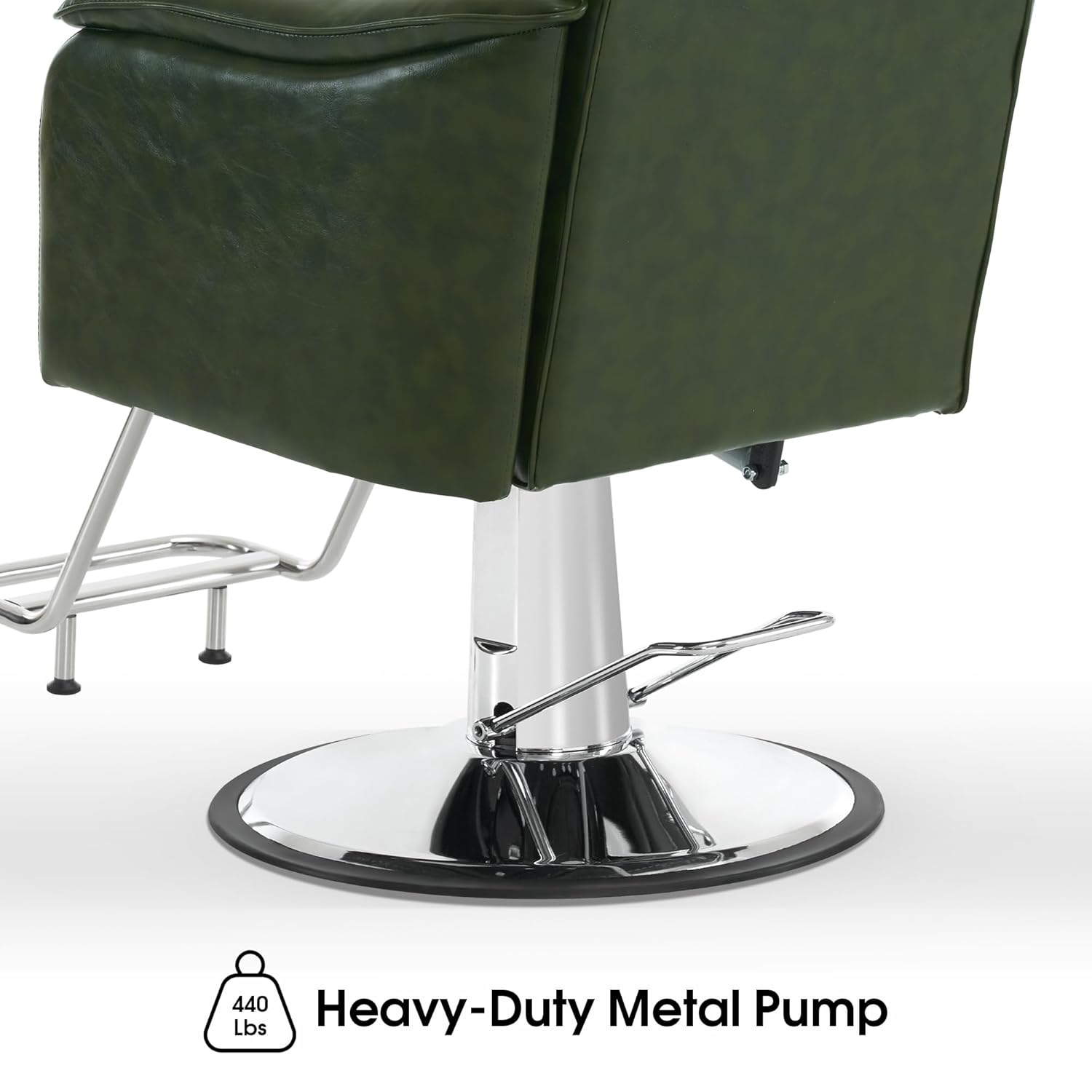 BarberPub Reclining Barber Chair with 440 Lbs Heavy Duty Hydraulic Pump, All Purpose Hair Styling Swivel for Home, Shampoo Salon Spa and Barbershop 9182 (Dark Green)