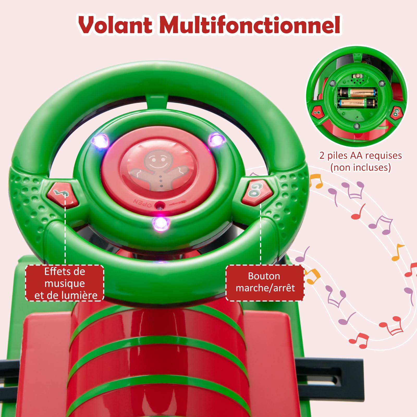 GOPLUS Tren Portador Eléctrico para Niños con Música, Luz, Tren Andador con Vías de PP, Espacio de Almacenamiento, Pedales Retráctiles para Niños Mayores de 2 Años (Verde)