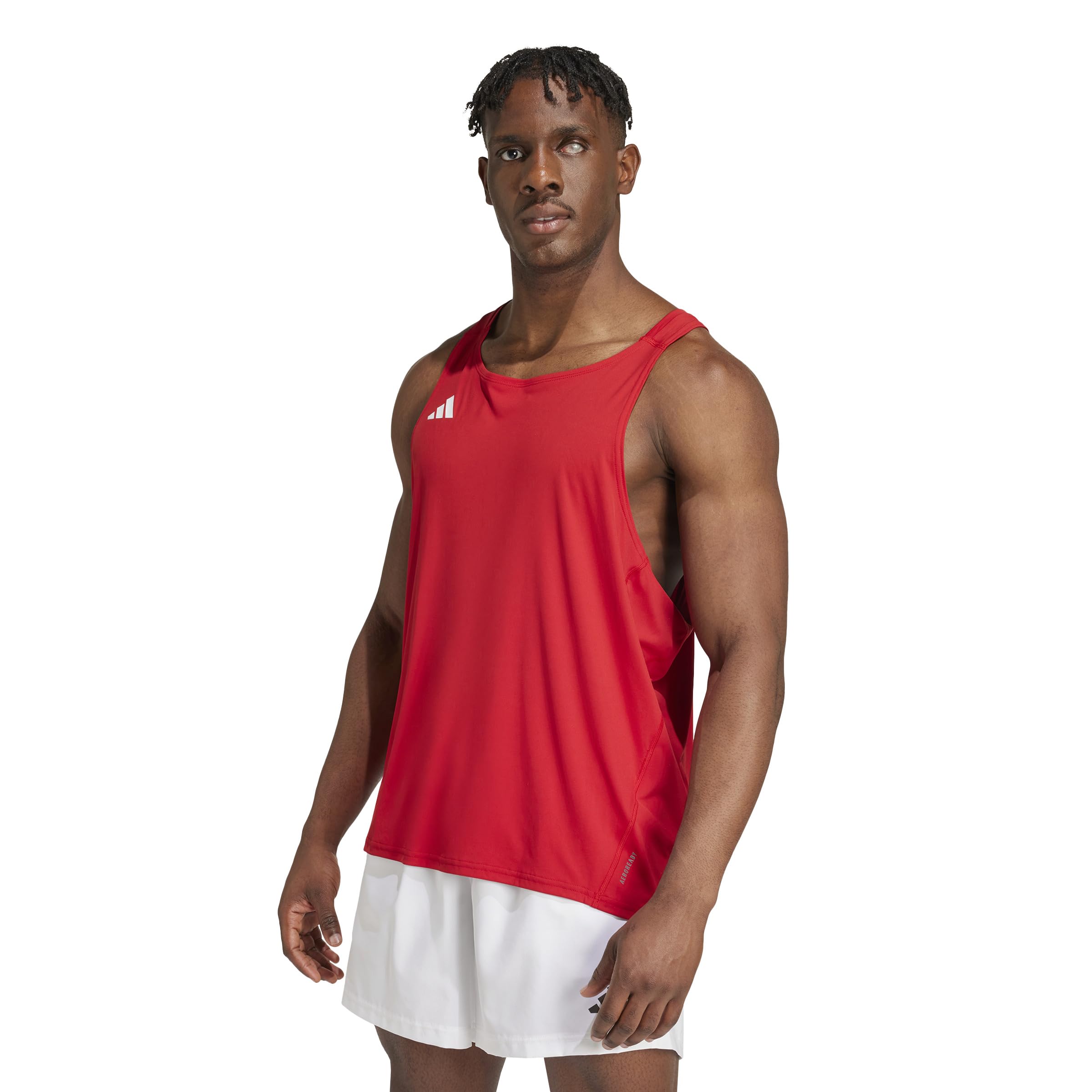 adidas Men's Adizero Essentials Aeroready Running Singlet Shirt, Team Power red 2, M