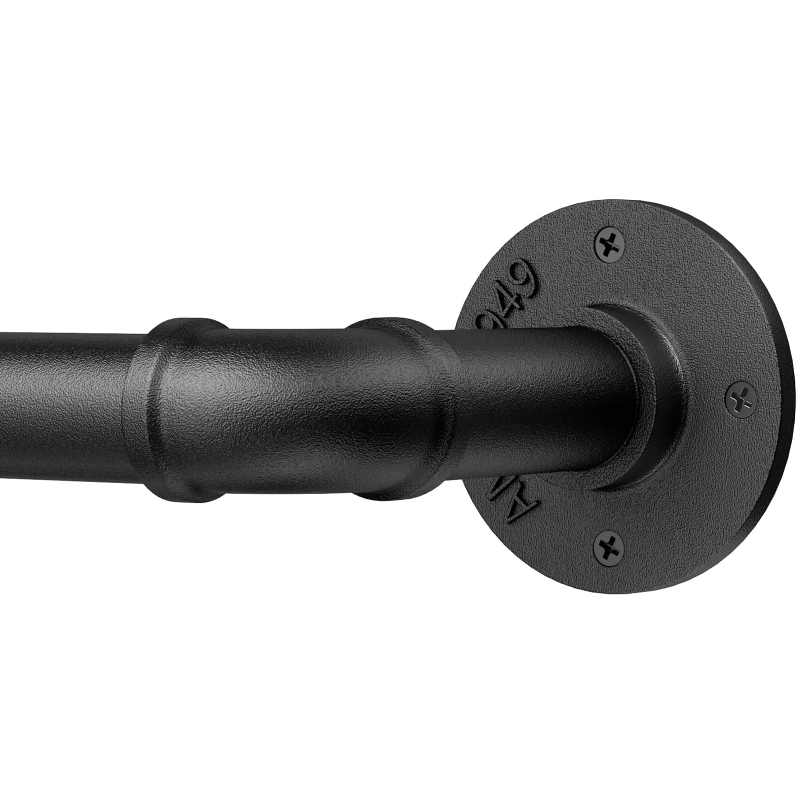 Abiglifty 90-344cm Black Curtain Poles, Metal Curtain Pole, 25mm Diameter Curtain Rods Extendable, Indoor/Outdoor Industrial Curtain Rails for Bedroom, Living room, Office,Stairwell.