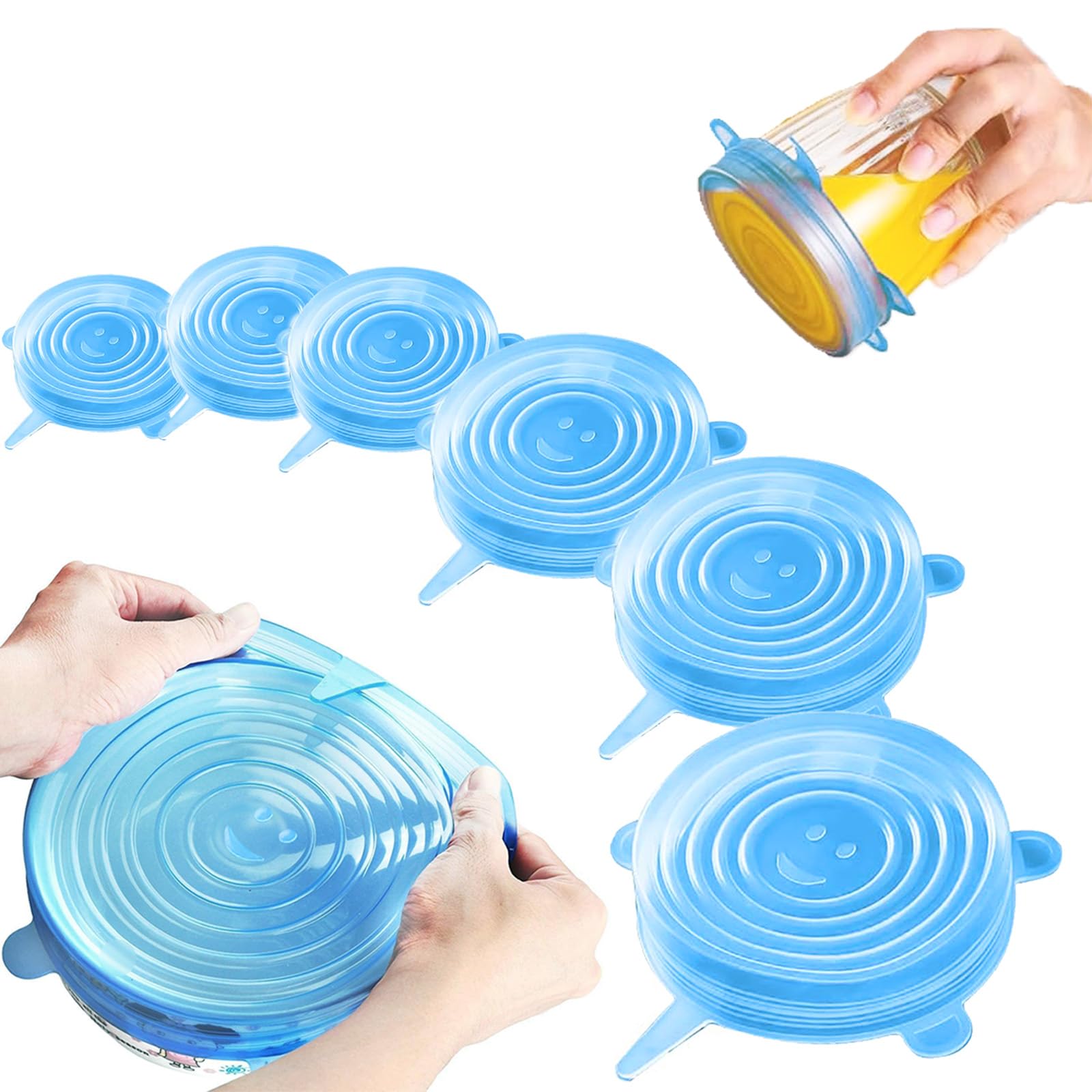 Tapas elásticas de silicona, Tapa microondas, Tapa de varios tamaños para tazón reutilizable, duradero y expandible, para mantener la comida fresca.