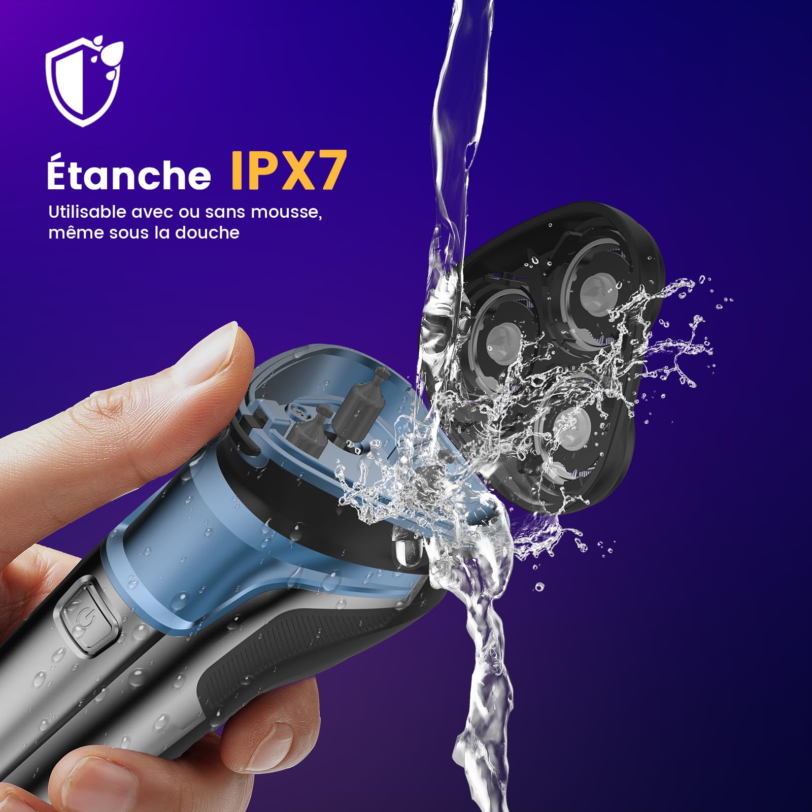 Skycool Rasoir Electriques Hommes, Rechargeable Sans Fil Tondeuse Barbe Homme, Rasoir Homme À Sec Et Humide avec Tondeuse Pliable, Rasoir Barbe Homme avec Deux Modes De Vitesse, Affichage Led