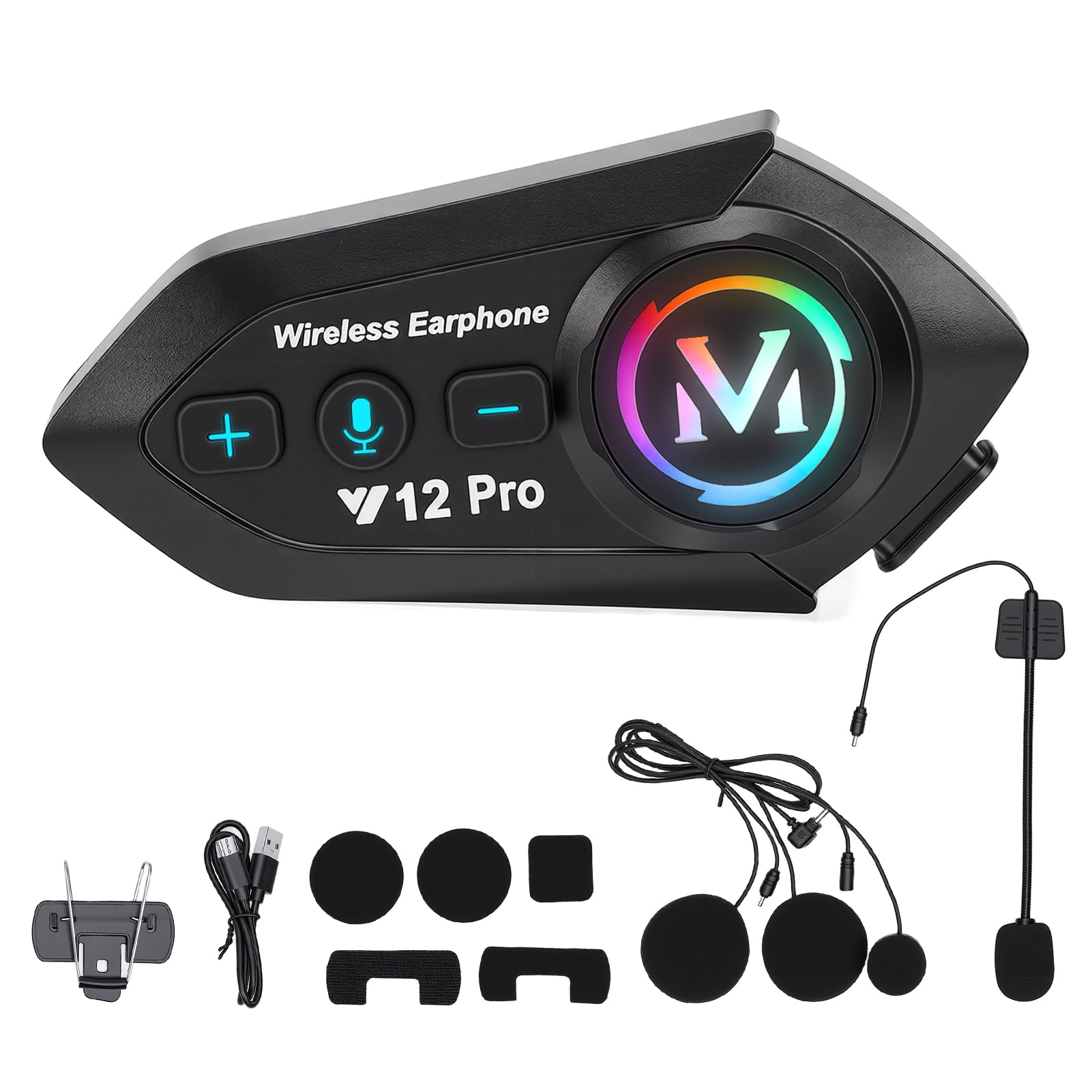 Auriculares para Casco, Altavoz Inalámbrico con Cancelación de Ruido, 20 Horas de Reproducción, Resistente Al Agua IPX6, Ideal para Ciclismo y Senderismo, Comunicación hasta 500 (1 Juego)