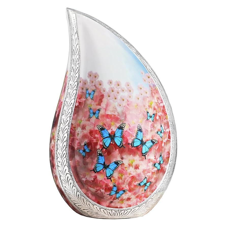 骨と花 Amazon｜蝶とピンクの花 大人用大型骨壺｜骨壺 オンライン通販