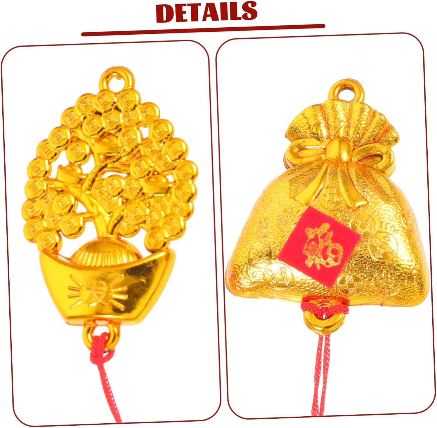 ARTIBETTER 18pcs New Year Potted Decoration Money Bag Christmas Tree Ornament Feng Shui Charm Chinese Knot Tassel Car Ornament Car Chinese Style Abs New Year Tree Lucky