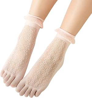 Cusstally Women Solid Lace Mesh Socks Hollow Ruffle Non Slip Socks Toe Socks Socks Women Training (Color : Green, Size : One Size)