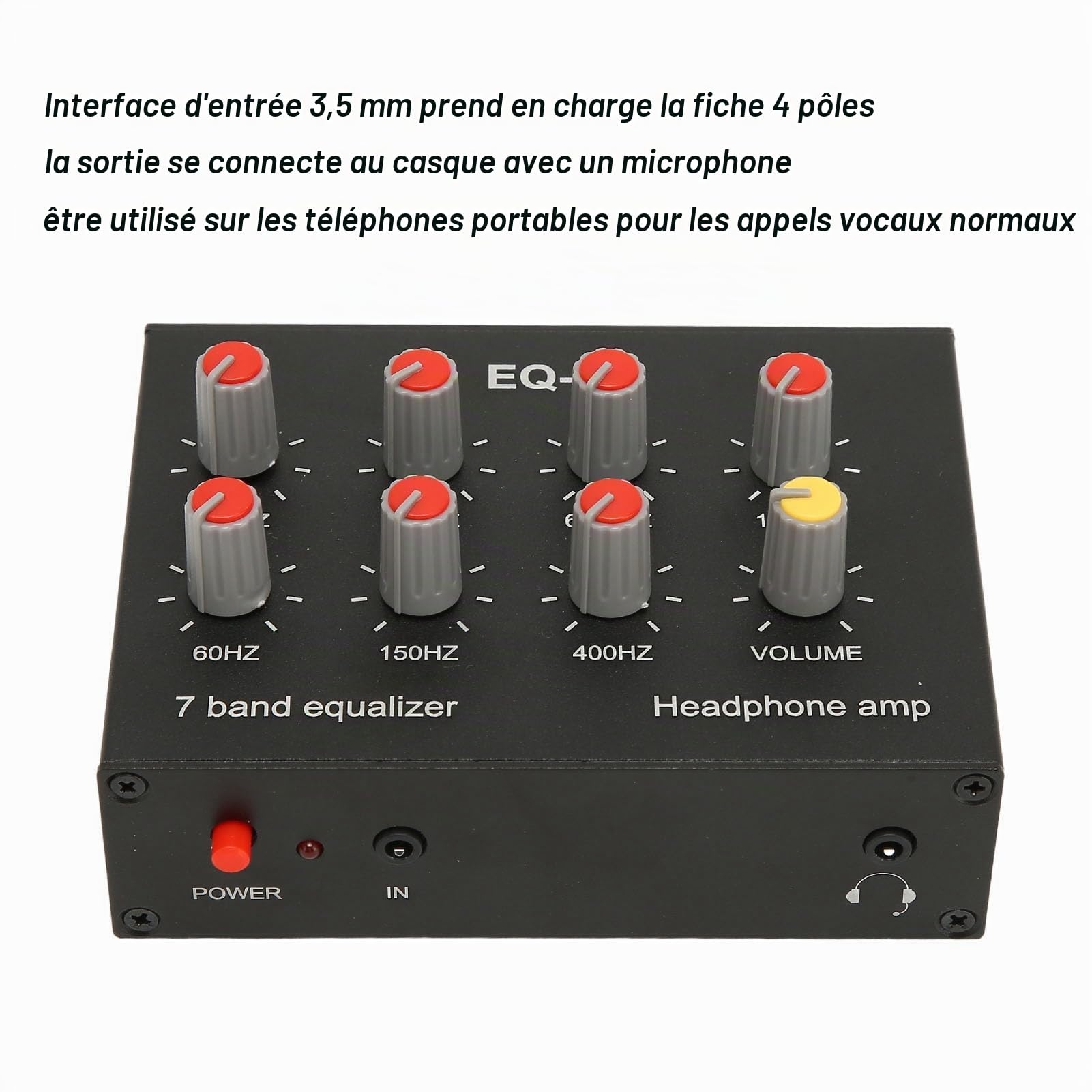 Égaliseur de Son 7 Bandes, égaliseur de Voiture 7 Bandes, Entrée de Sortie 12 DB Réglage des Basses élevées égaliseur Numérique Double Canal, Systèmes de Caisson de