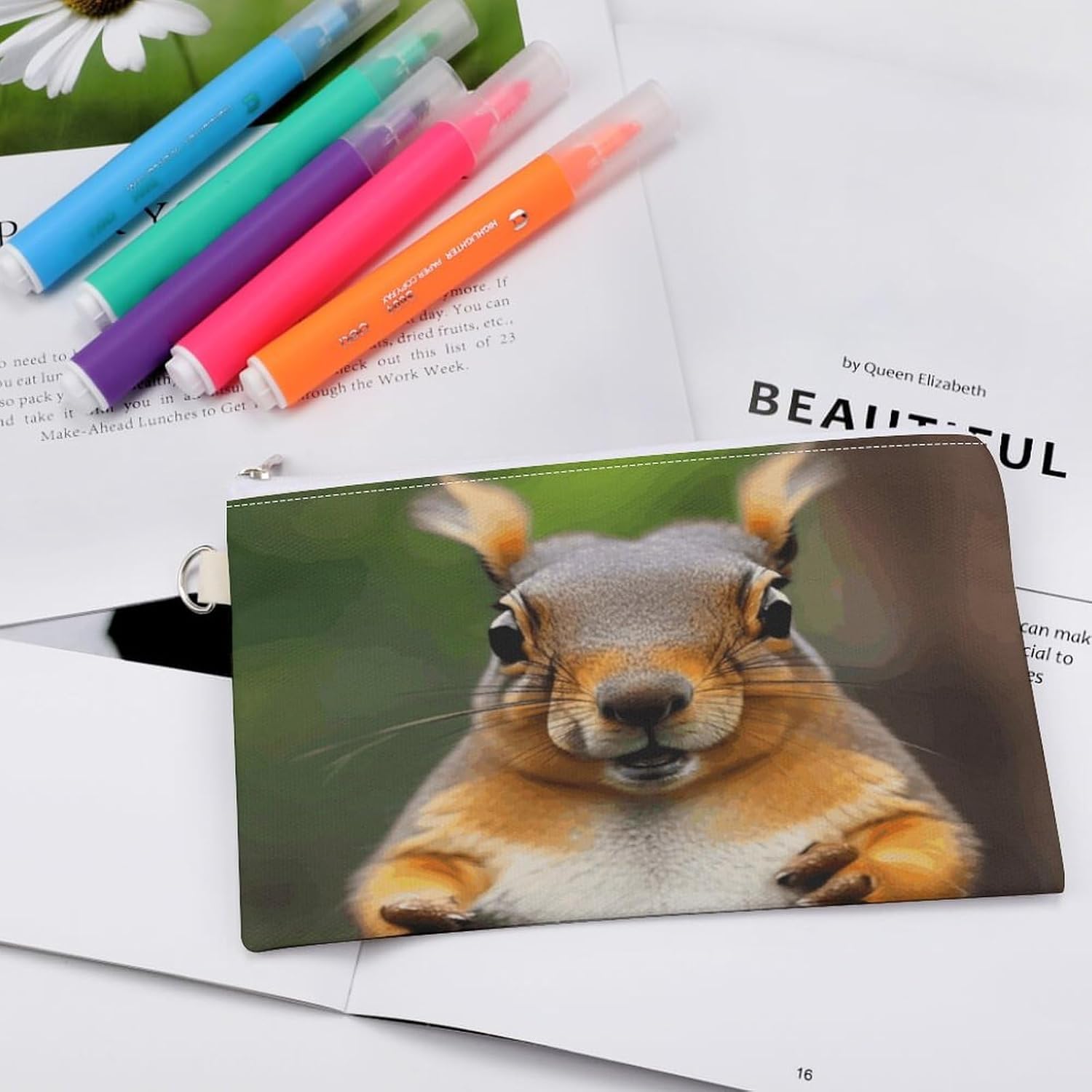 Squirrel Funny Animal Coin Purse with Zipper Canvas Change Pouch Change Holder Lightweight Coin Bag Slim Cute Coin Pouch Travel Small Wallet Mini Portable Cosmetic Bags Change Bag