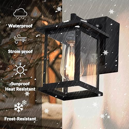 Miniatura 3 de Luces de porche para exteriores del atardecer al amanecer, farol de pared para exteriores con tomas GFCI, aplique de pared impermeable, resistente a