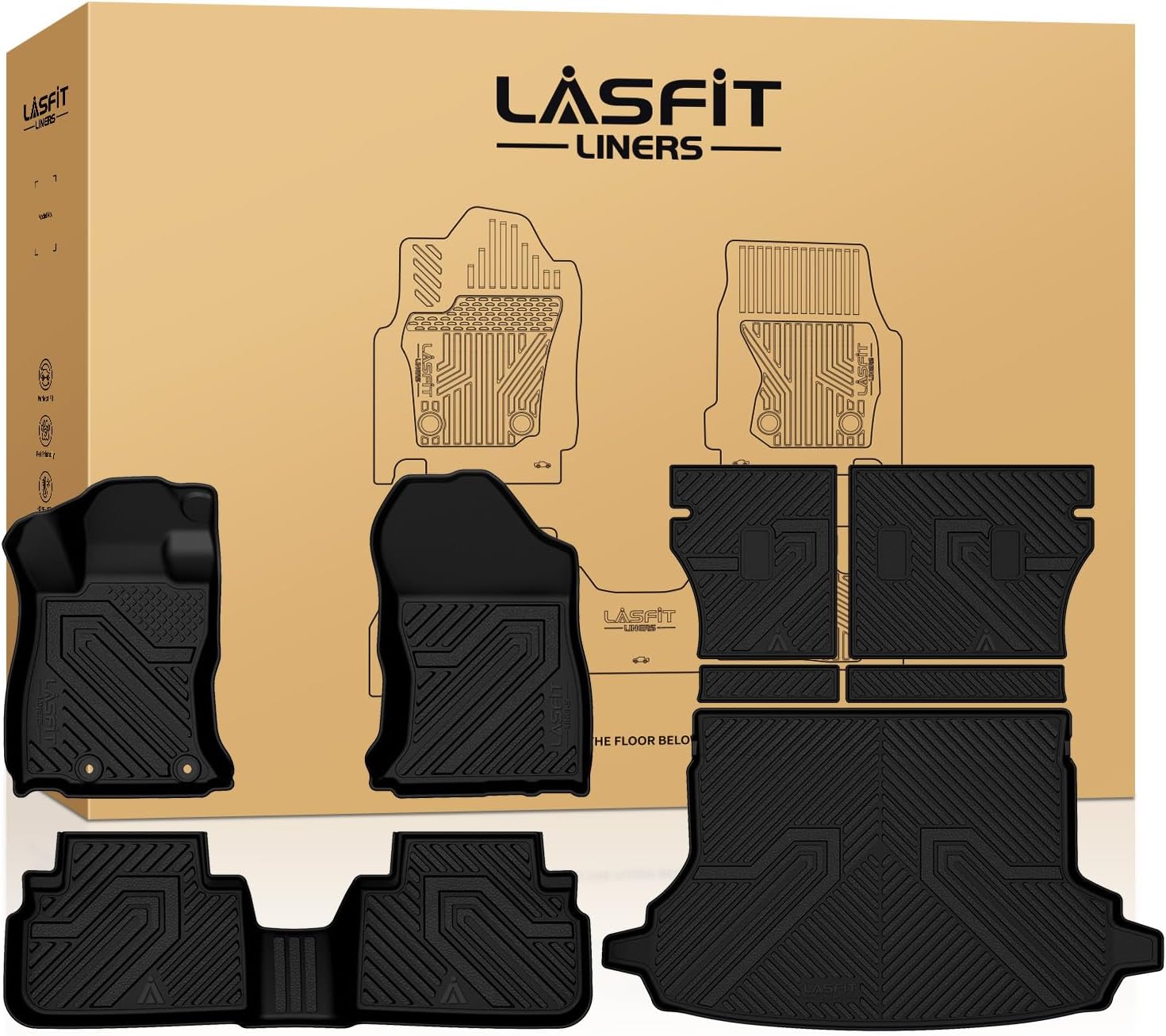 LASFIT Floor Mats & Cargo Mats Fits for Subaru Forester 2019-2024, All Weather TPE Custom Fit Easy Clean Durable Floor Liners for Forester 2019 2020 2021 2022 2023 2024 Car Mats & Trunk Liner, Black
