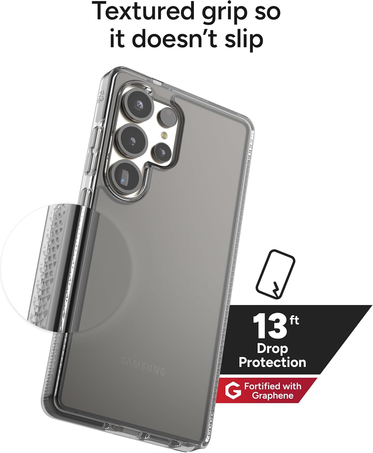 ZAGG Santa Cruz Samsung Galaxy S25 Ultra Case - Slim, 13ft Drop Protection, Wireless Charging Compatible, Graphene Strength, 70% Recycled Material, Anti-Scratch, Secure Grip, Midnight