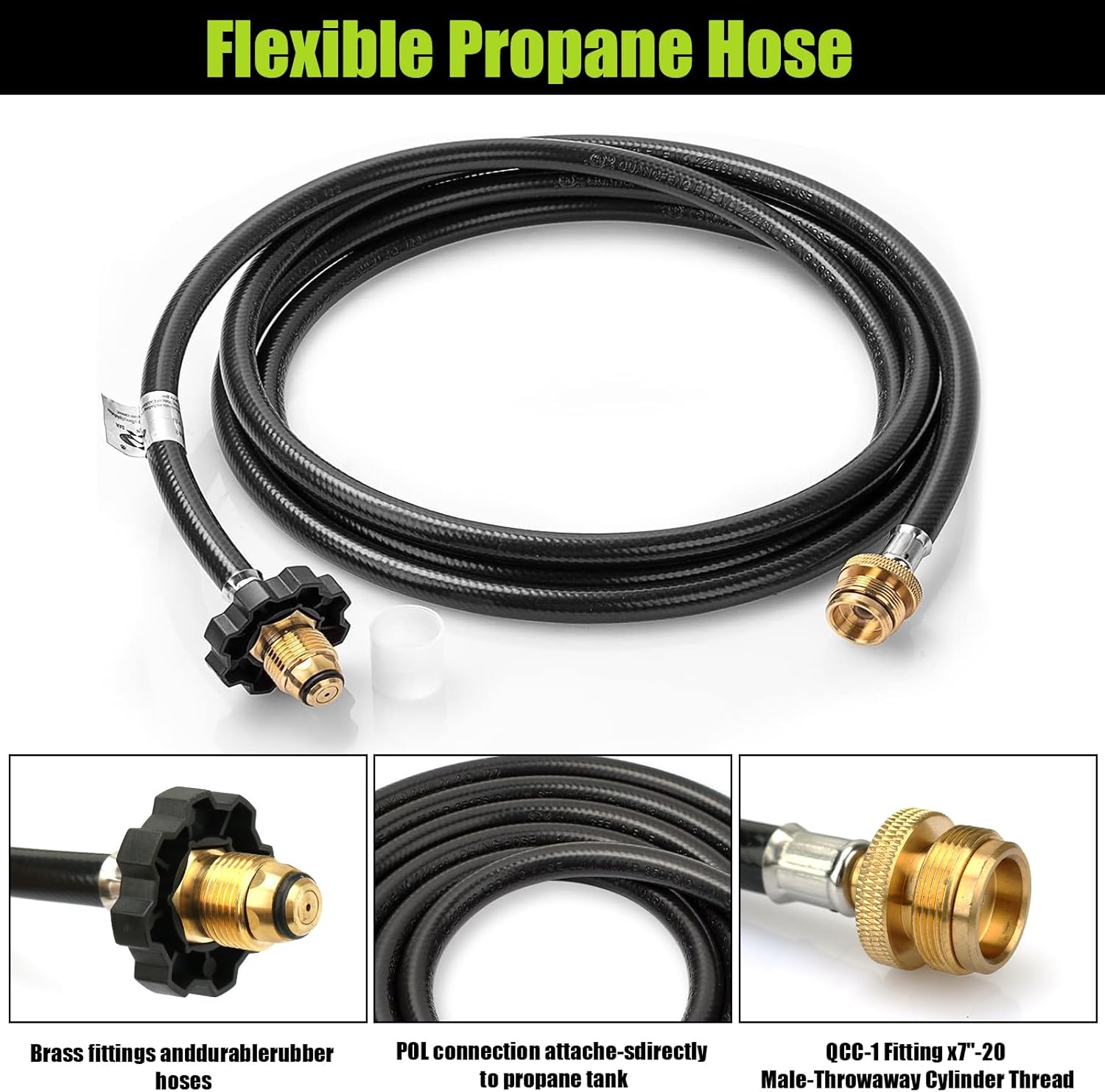 10ft Propane Hose Adapter F273704 Replacement Compatible with Mr Heater Buddy Heater, Coleman Stove, Portable Grill, Connecting 1LB Portable Appliances to 5-20LB Tank