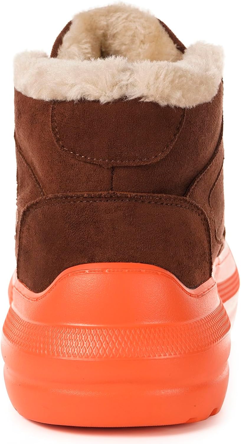 Eagsouni Womens Mens Winter Snow Boots Warm Fur Lined Ankle Booties Water Resistant Suede Leather Platform Shoes Lace Up Outdoor Sneakers - Image 5