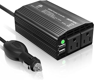 BESTEK 300W Power Inverter DC 12V to 110V AC Car Charger Converter with 4.8A Dual USB Ports and 2 AC Outlets Adapter (Black)
