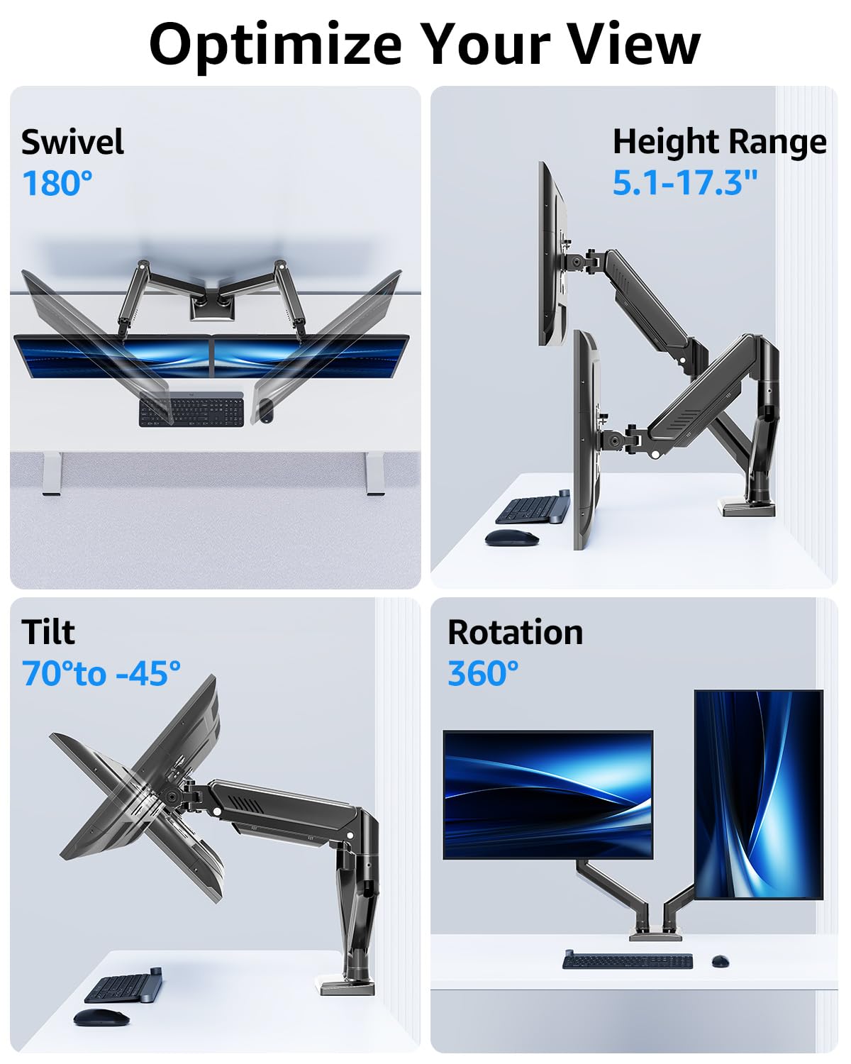 Snapklik.com : Dual Monitor Stand Fits Up To 32 Inch, 4.4-22 Lbs ...