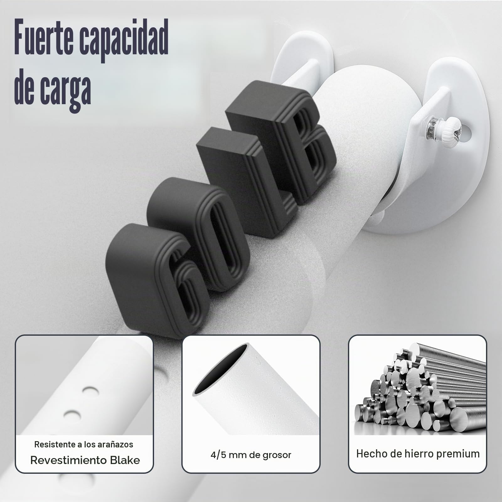 Riel ajustable para armario de 40 a 212 cm, rieles extensibles para colgar ropa, barra de armario resistente para armario, color blanco