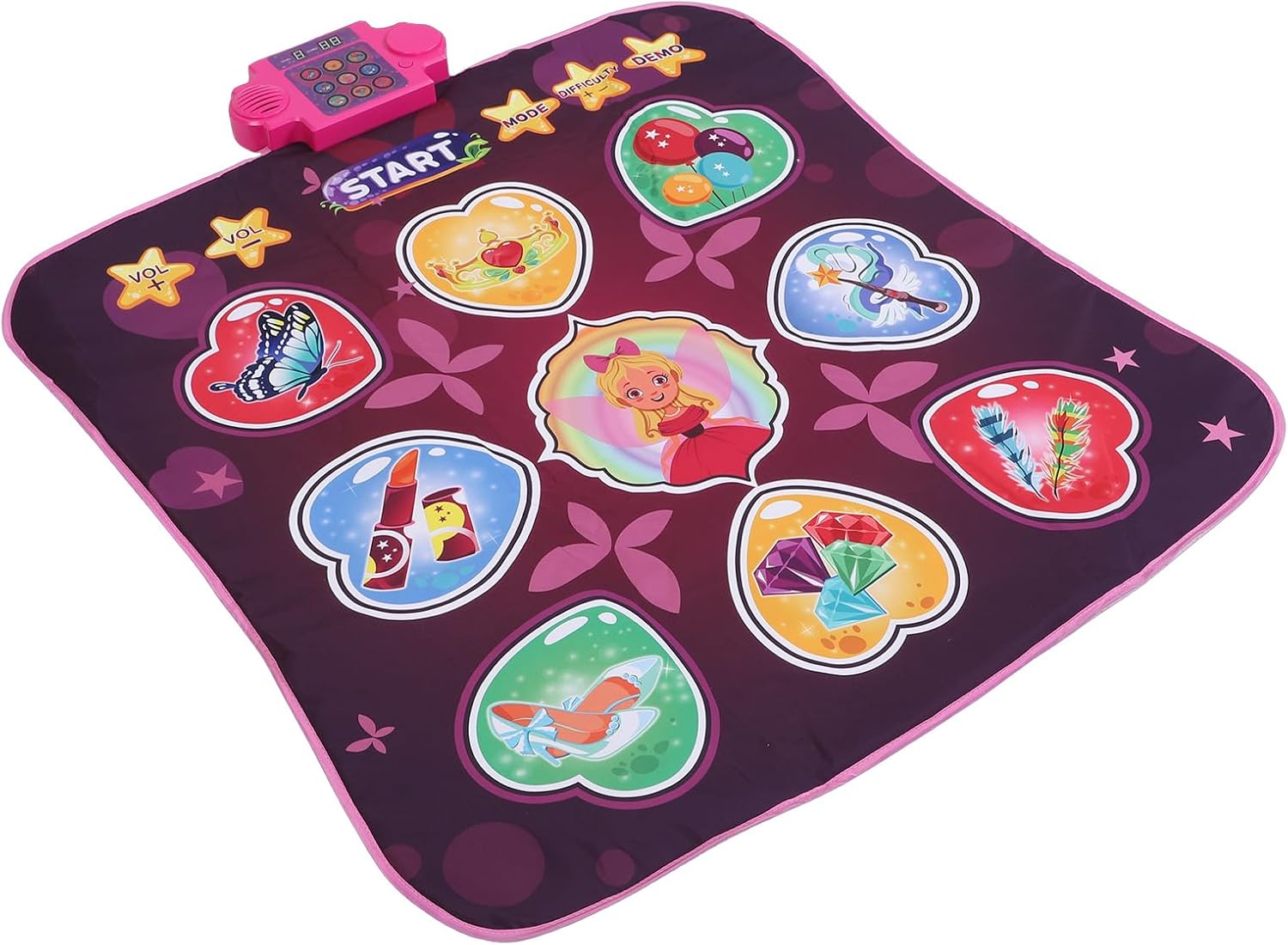 Dance Mat Toy, 9 Key Wireless Dance Pad Anti Slip Interactive Music Game for Kids Adults, with Foldable Design for Indoor Outdoor Use (Pink)