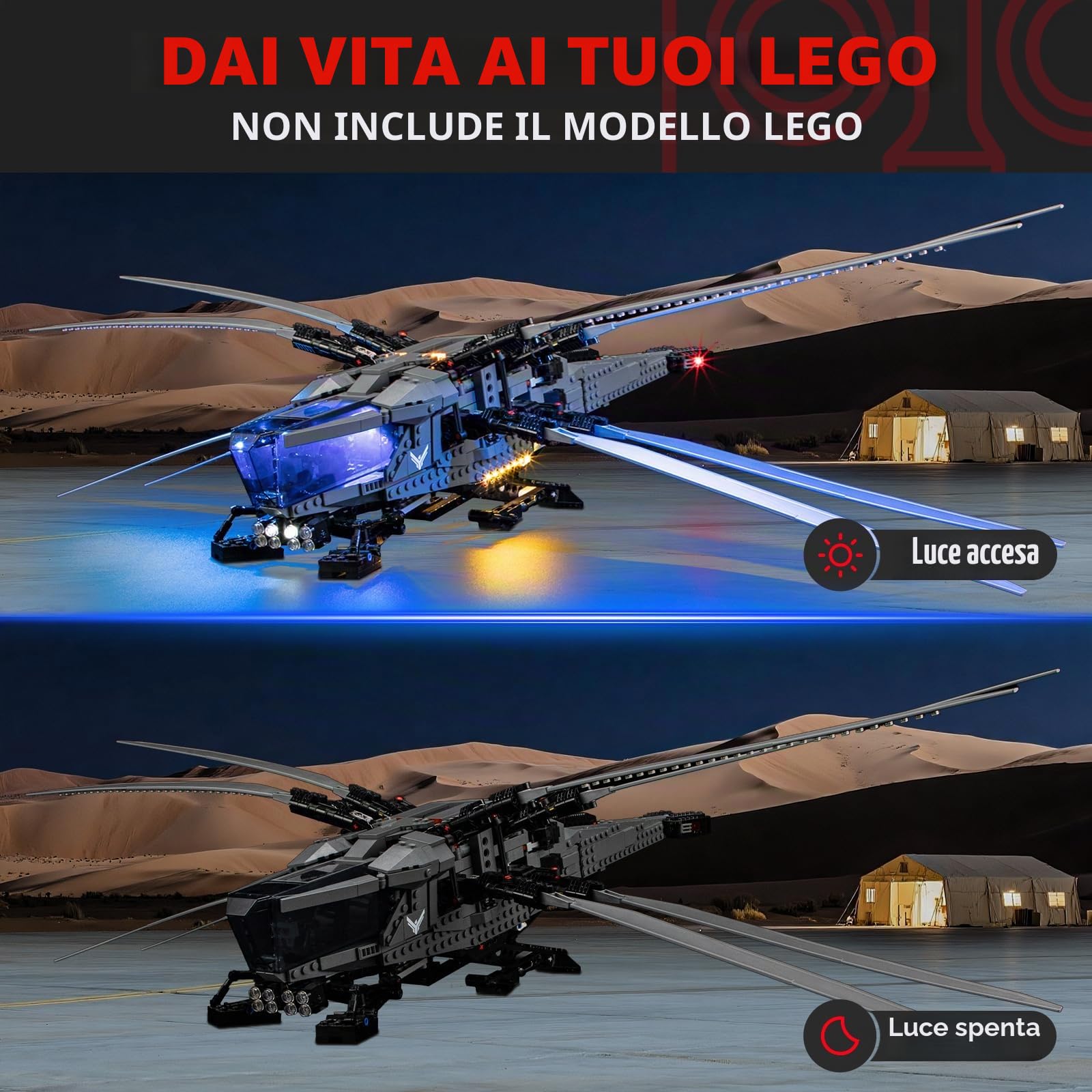 BRIKSMAX Kit di illuminazione a led per LEGO Icons Dune Atreides Ornitottero Reale（Upgrade-Version） - Compatible with Lego 10327 Modello di blocchi predefiniti- Non includere il set Lego